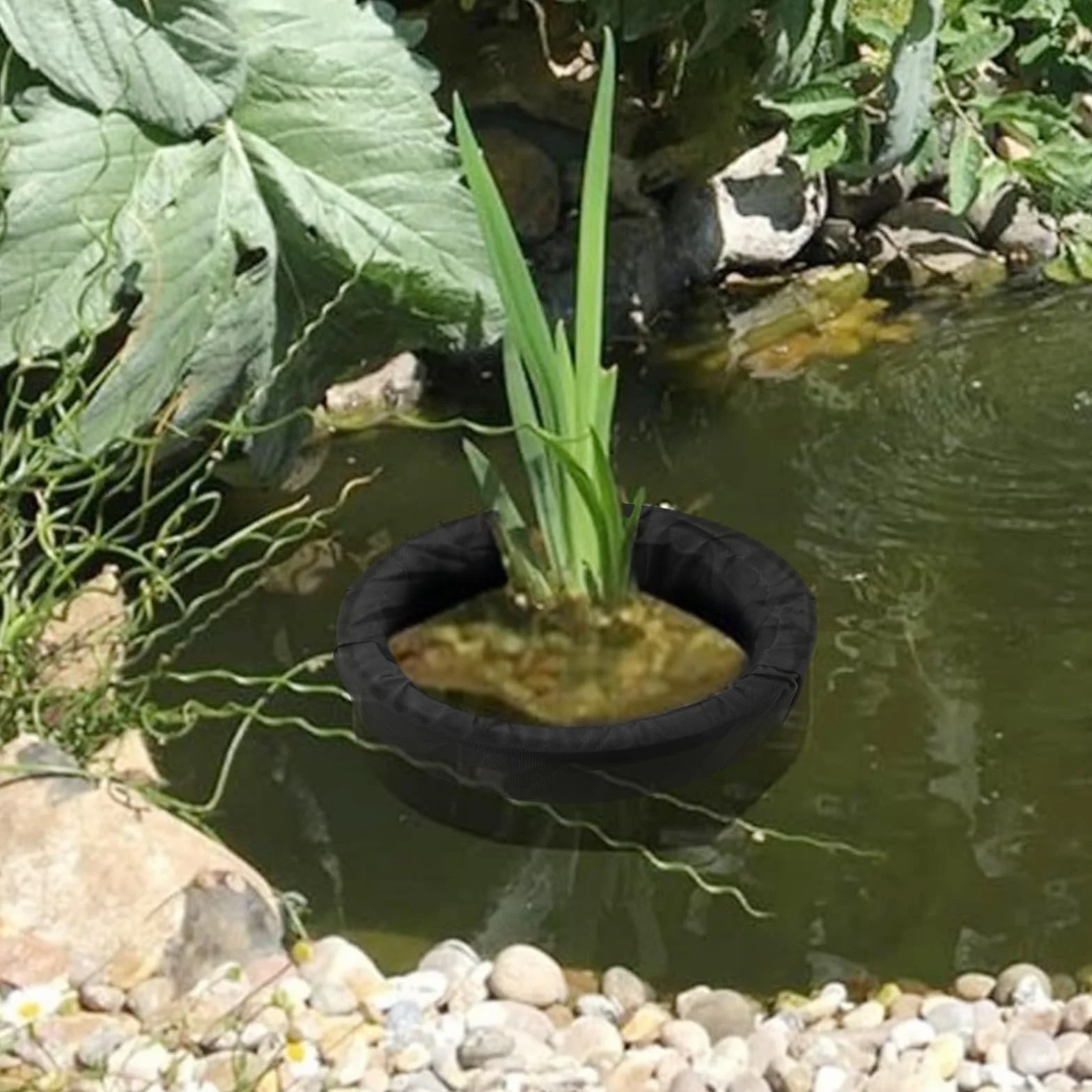 Panier flottant pour plantes aquatiques en tissu non tissé respirant protection racines bassin jardin (L)