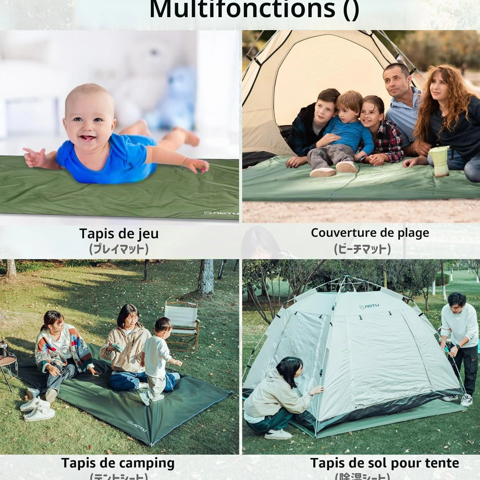 Azarxis Tarp Ultra Léger Tapis de Sol Camping Bâche sous Tente Couverture Protection Parasol Abri Auvent Imperméable pour Hamac Pique-Nique Randonnée Plage Trekking