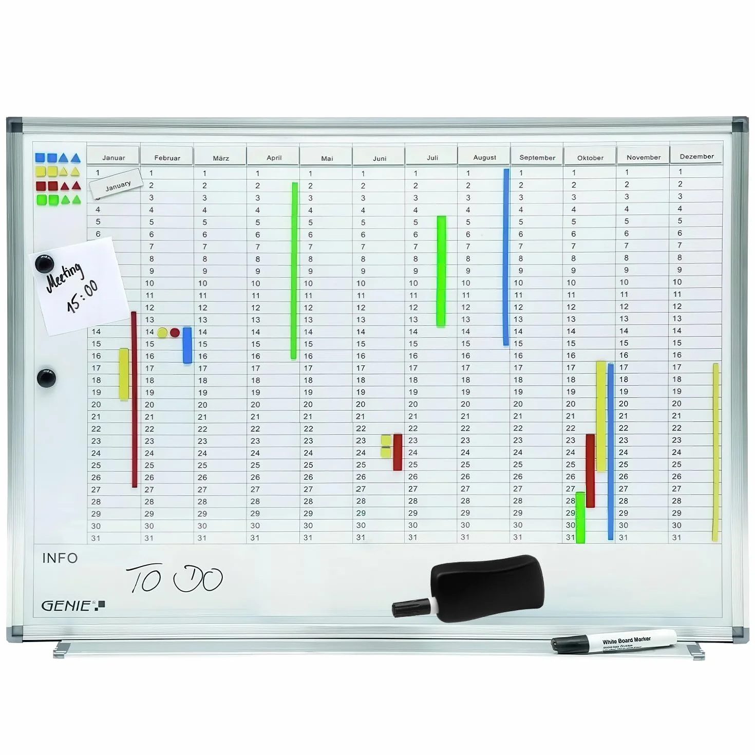 Genie AP2000 Tableau magnétique 77 x 56 cm cadre Aluminium mois années