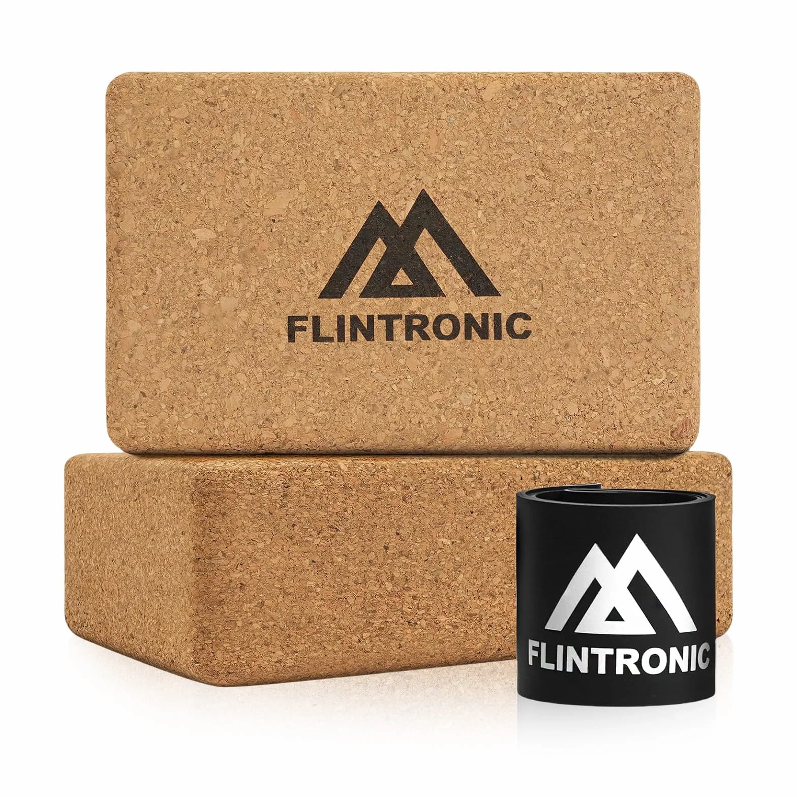 Flintronic Lot de 2 Blocs de Yoga, Brique Yoga Liège, Briques Yoga, 100% Naturel Briques de Mousse de Fitness, pour Pilates, Yoga, Étirement, Accessoires de Fitness, 22.5x14.5x7.5CM