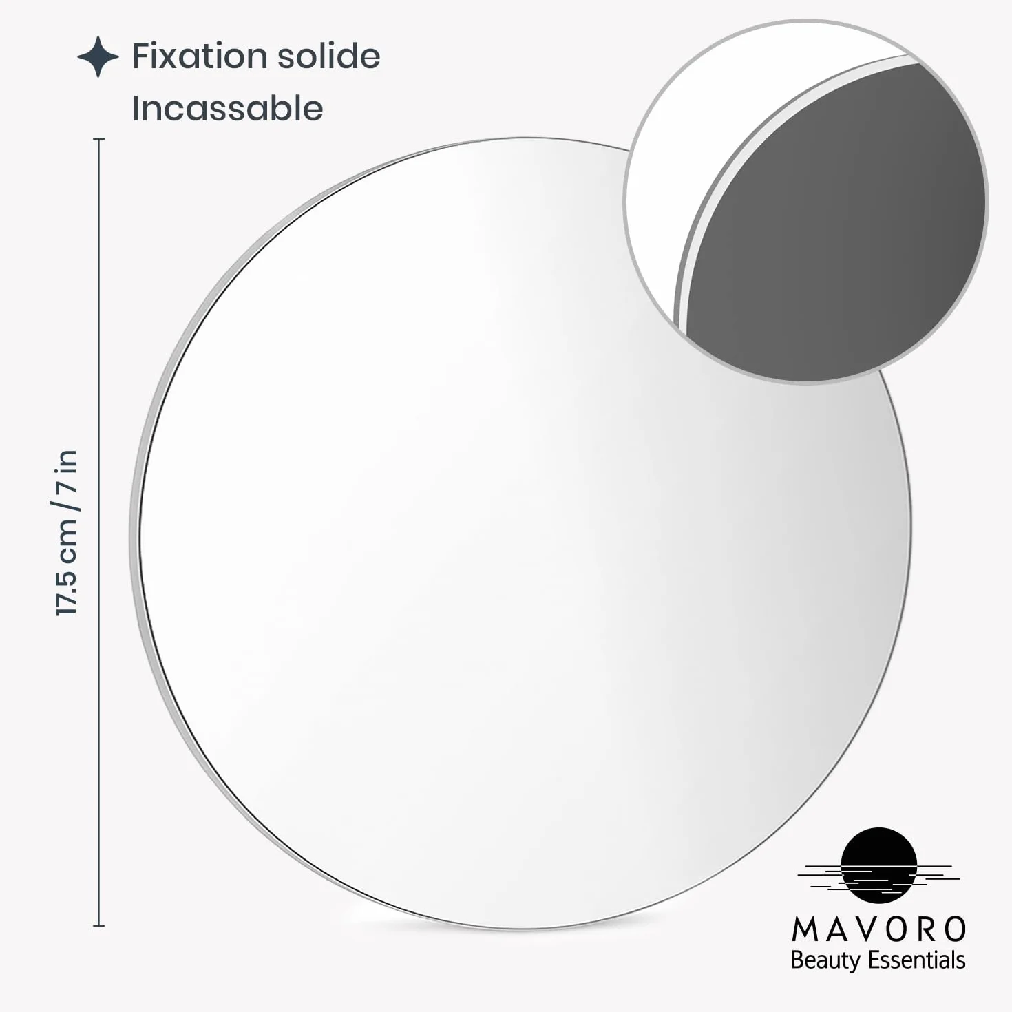 Mavoro Miroir de casier magnétique rond 17,8 cm Acrylique Incassable sans cadre Sécurité enfants