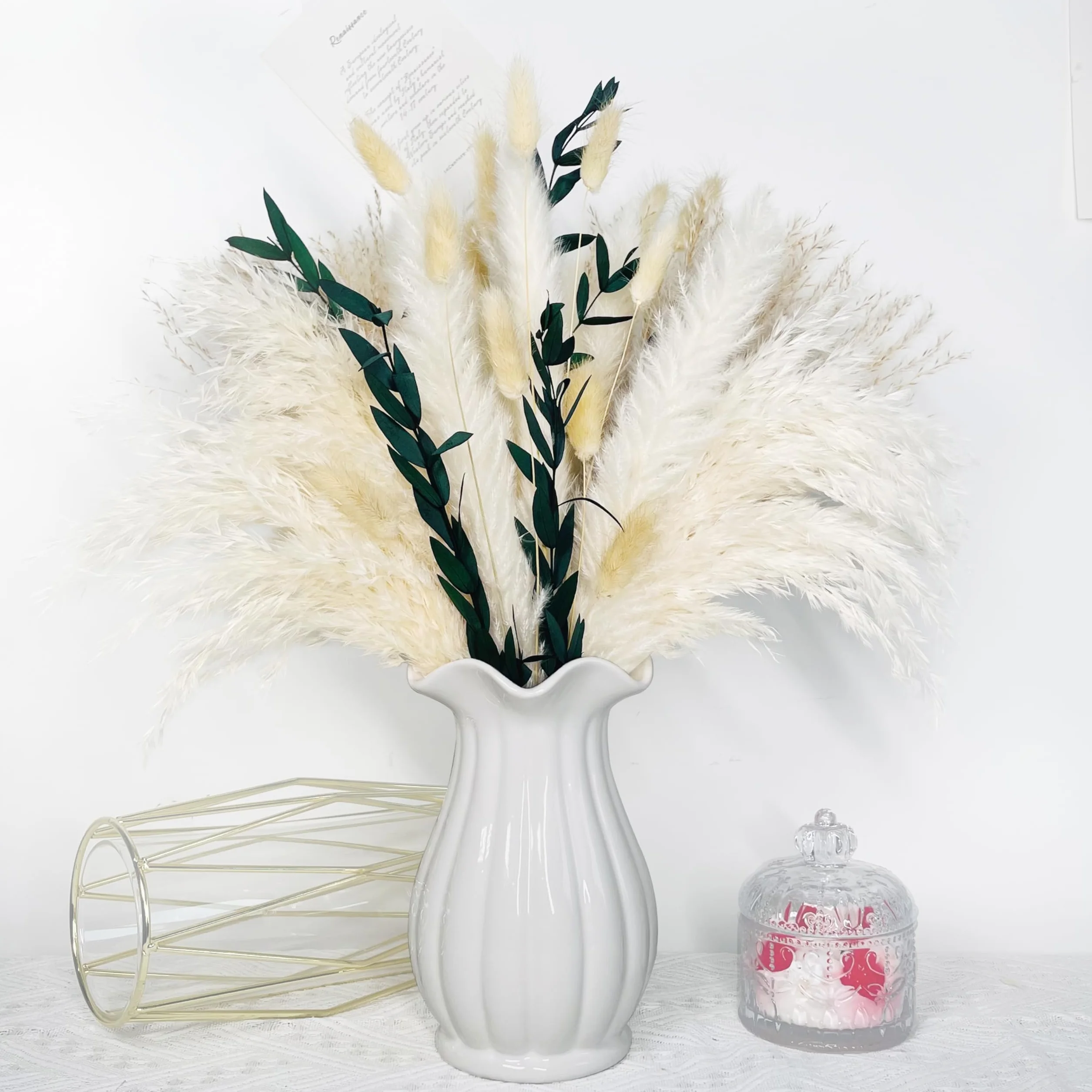 Bouquet Fleurs Séchées Naturelles Pampas Déco Herbe Pampa Boho Maison Mariage 48 Bâtons