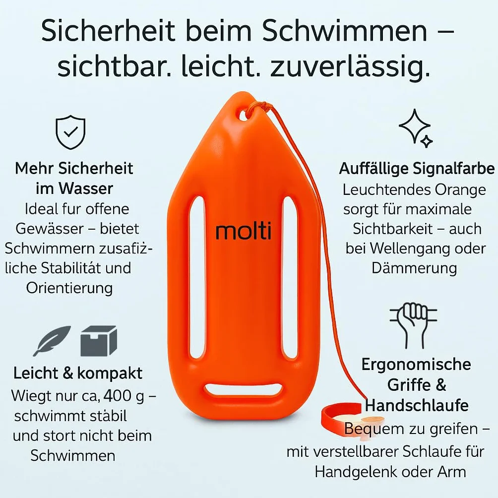 molti Bouée de natation 51 x 23 cm, aide à la natation avec corde de remorquage de 130 cm, pour enfants et adultes, bouée de sécurité imperméable pour eau libre, entraînement de natation, plage