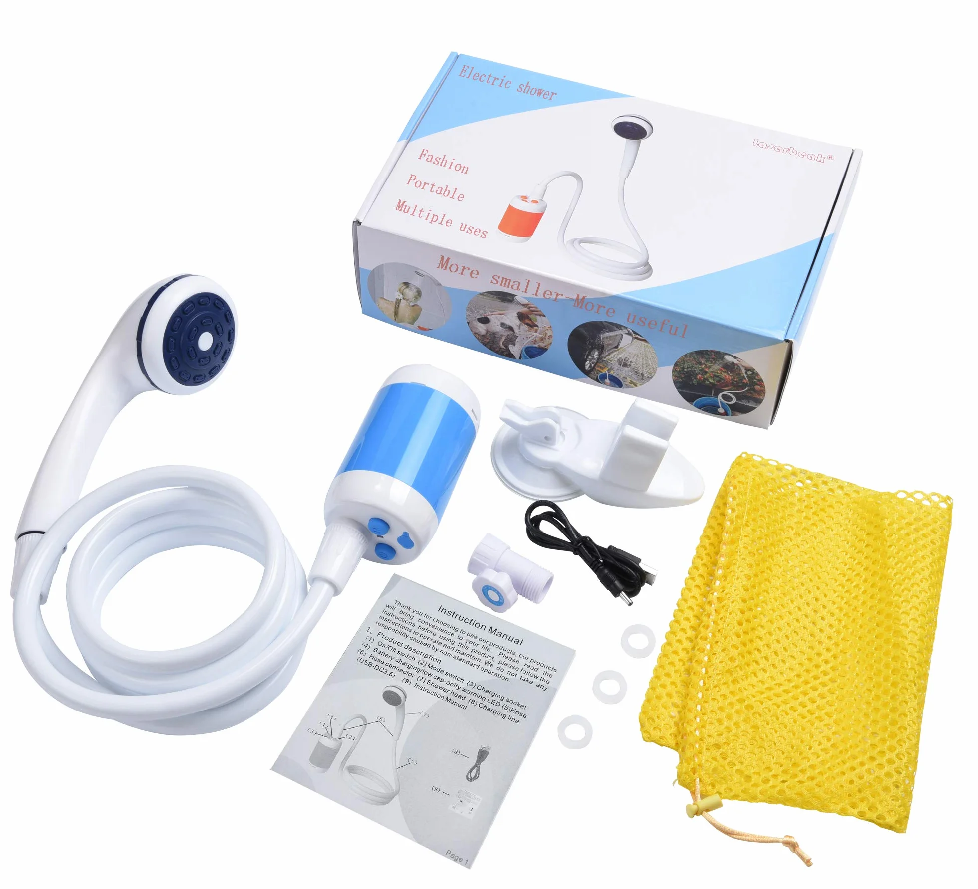 Laserbeak Douche Portable Douche de Camping avec Tête de Douche Vanne D'arrêt et Batterie 4800mAH intégrée