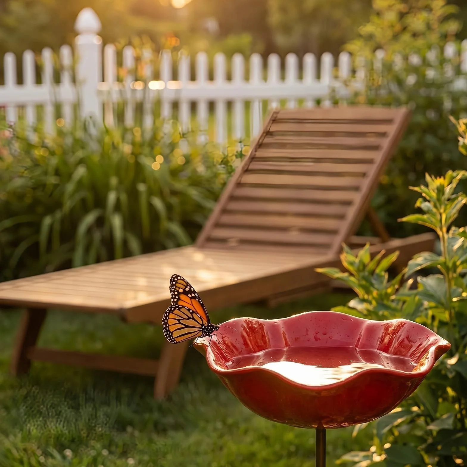 Abreuvoir pour Abeilles en Métal Fleur, Bain d'oiseaux sur Tige 60 cm Résistant aux Intempéries, Mangeoire pour Oiseaux