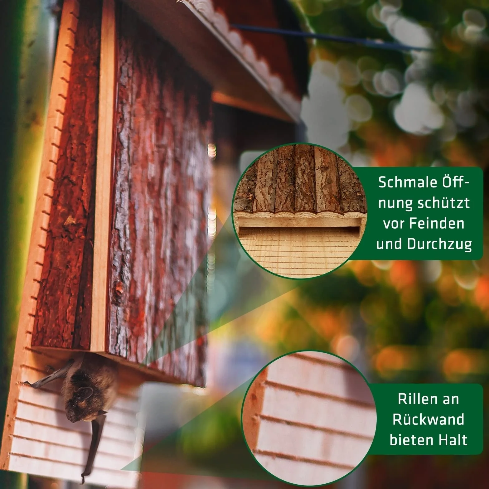 GARDIGO® Bat Box Nichoir à Chauve-Souris Bois Naturel 40 x 32 x 11 cm