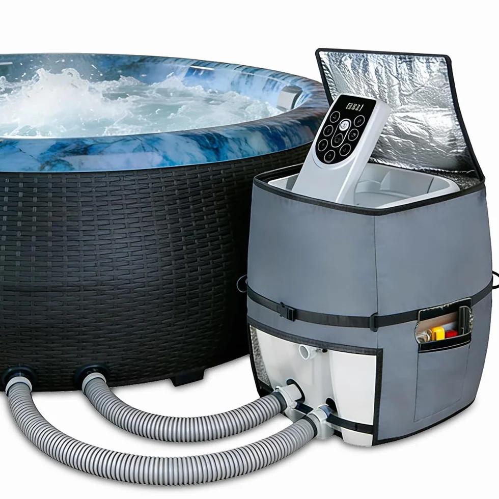 Couvercle de Pompe de Chauffage pour Spa Jacuzzi, Housse pour Baignoire Extérieure (Gris)