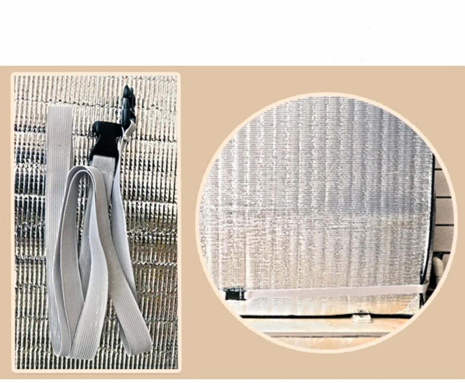 Protection Climatiseur Exterieur Housse Pompe a Chaleur Piscine avec Film Aluminium Cache Integral Bande Elastique Coupe-Vent