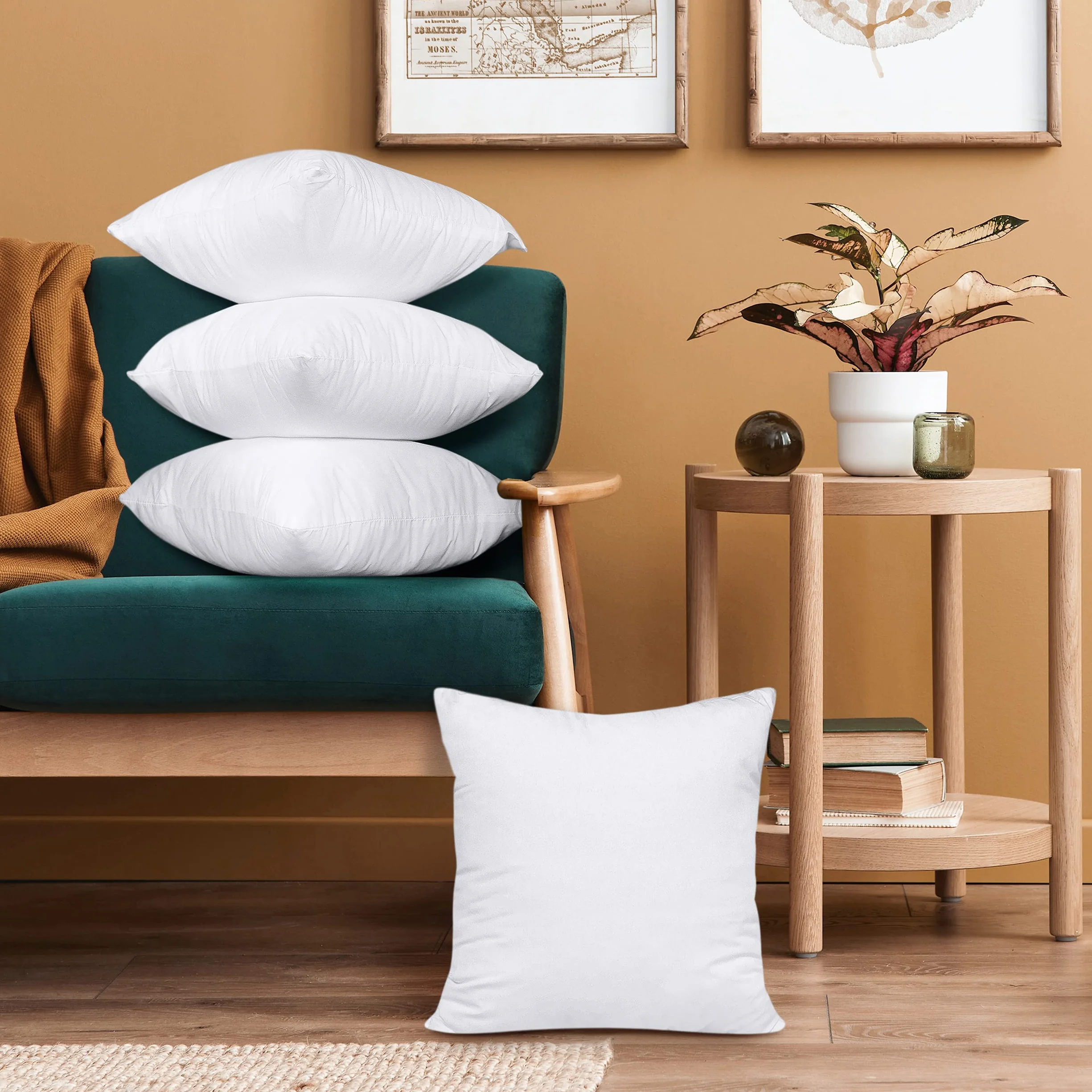 Utopia Bedding Coussins de Garnissage 45 x 45 cm Lot de 4 Blanc