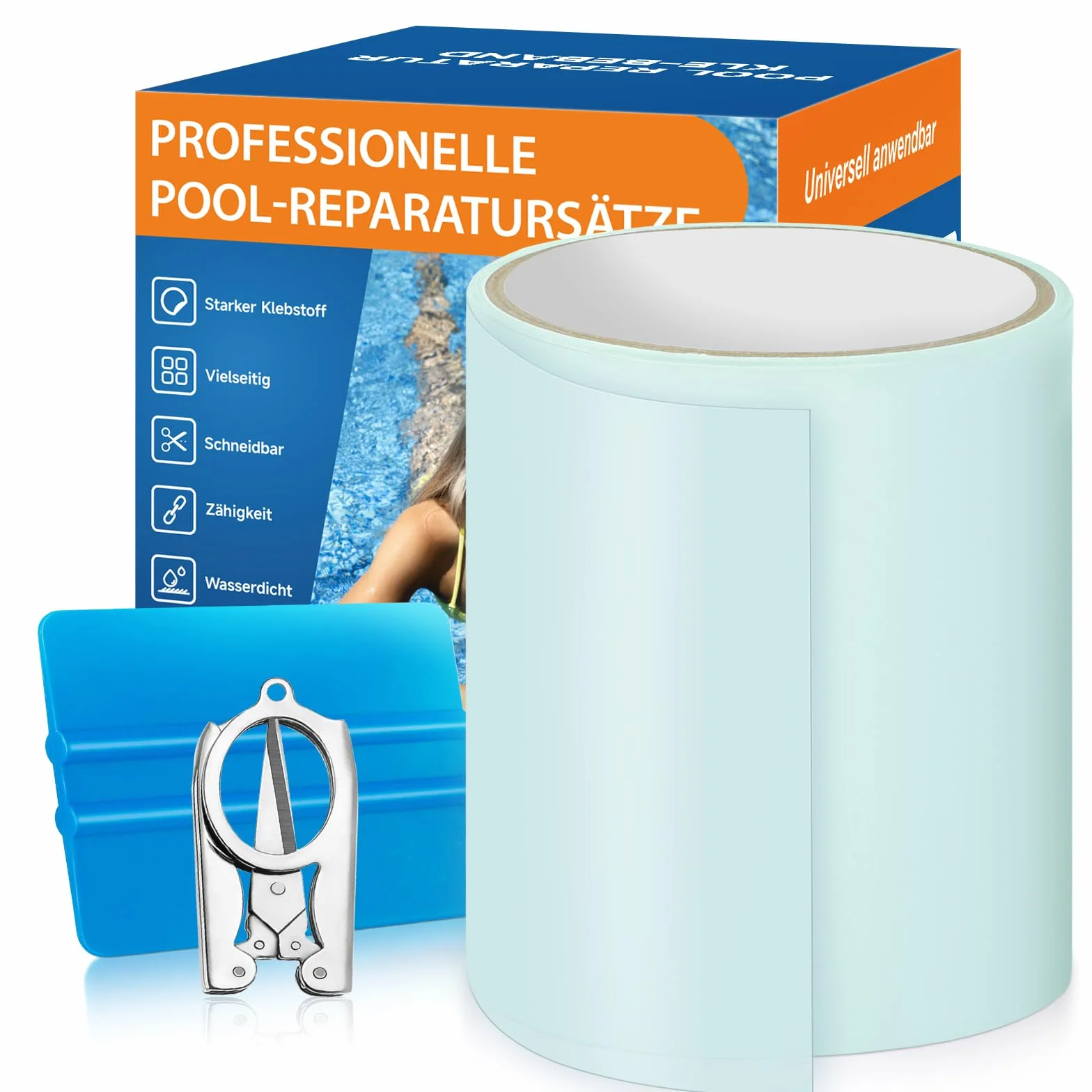 Rustine Piscine PVC 10cm x 250cm Kit Réparation Spa Gonflable Ruban Adhésif Eau