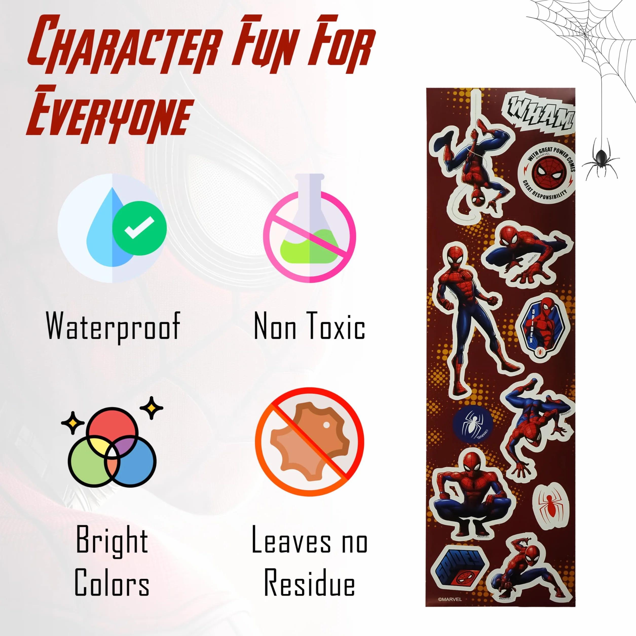 Stickers Spiderman pour enfants, autocollants Marvel pour garçons, décoration murale de fête