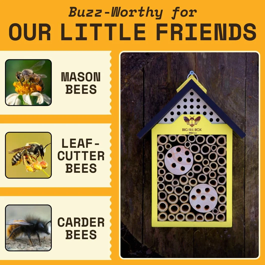 WildYard Boîte à Abeilles en Bois Naturel résistant aux intempéries pour pollinisateurs