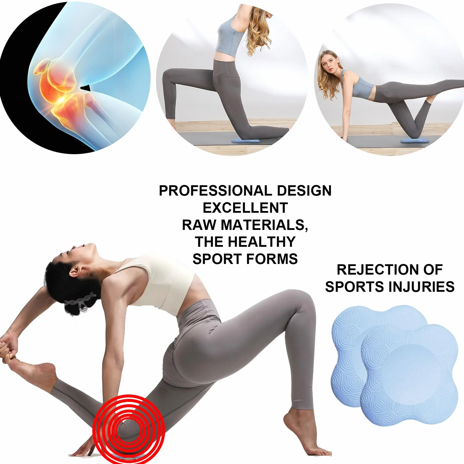 2 Pièces Genouillère de Yoga Tapis de Yoga Antidérapants Résistant à l'usure Protège Les Genoux pour Yoga Gymnastique Pilates