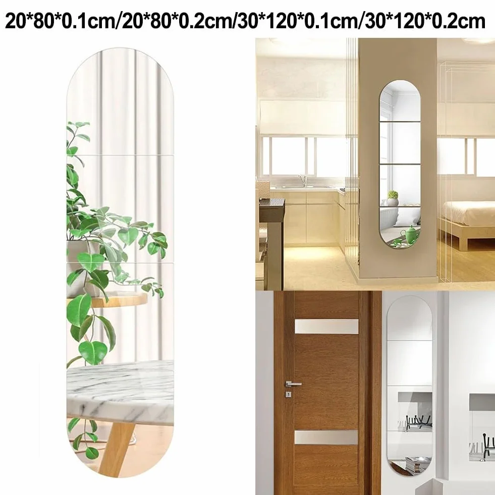 Lot de 4 miroirs autocollants en acrylique - Flexibles et incassables - 20 cm/30 cm - Forme ronde et carrée