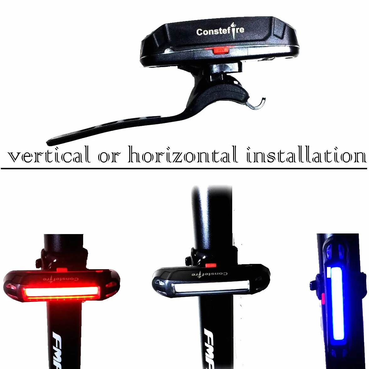 lumière vélo Rechargeables USB Lampe Éclairage Avant et Arrière de Vélo LED, Phare de vélo Rotatif à 360° de 2200mah & feu arrière de vélo étanche 5 Modes LED pour vélo VTT VTC Cycliste