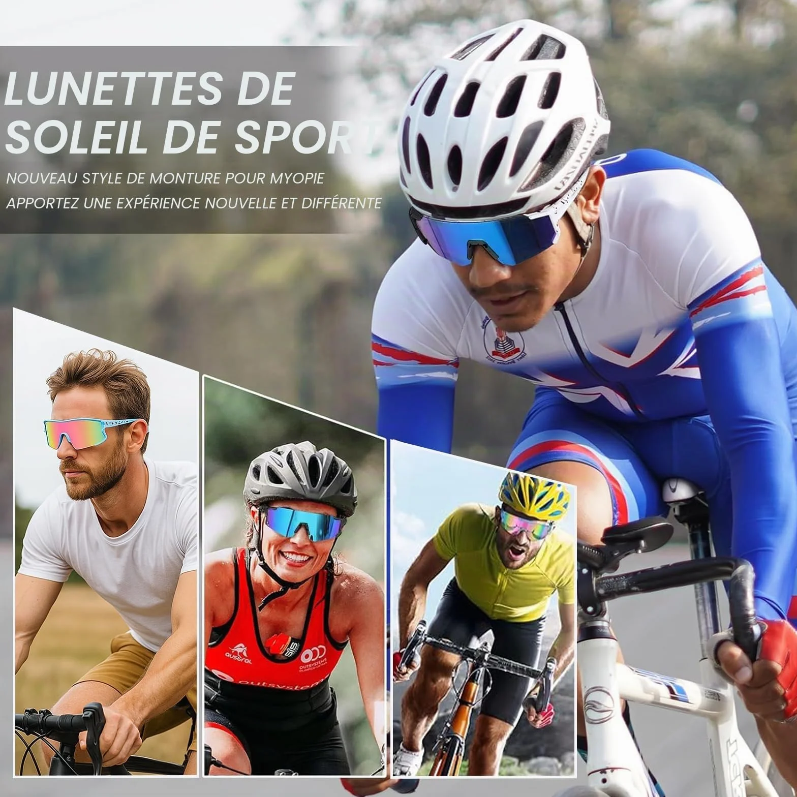 2PCS Soleil de Sport de Plein Air Lunettes Lunettes Velo Lunette de Cyclisme Polarisées Unisexes Coupe-Vent Et Anti-Sable Adapté à des activités telles que la course à pied cyclisme sur route et pêche