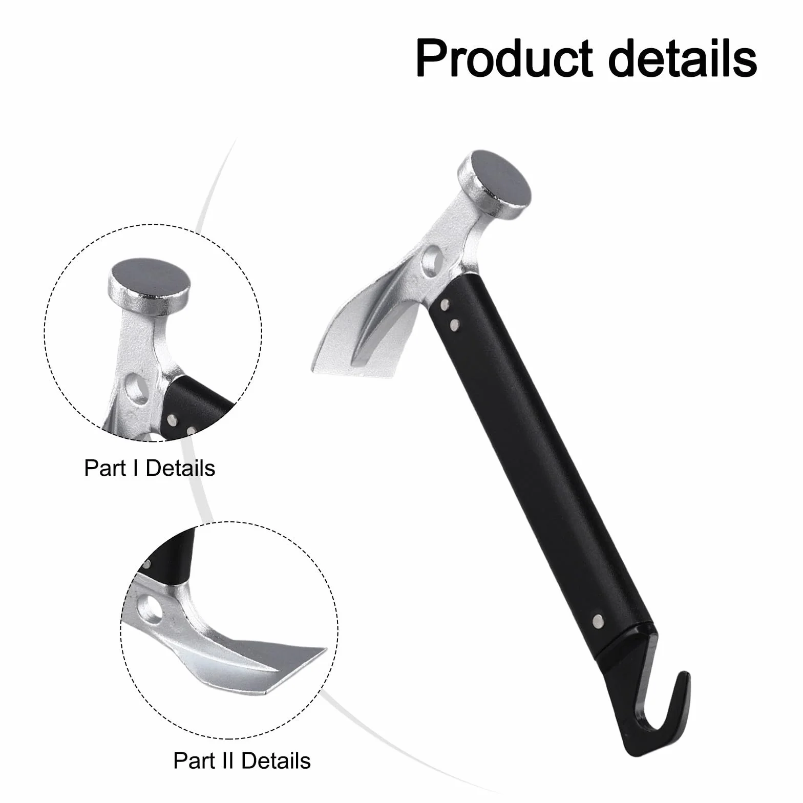 Marteau de camping avec crochet, marteau de tente en aluminium de 22 cm, maillet de camping multifonction avec extracteur de clous pour le camping