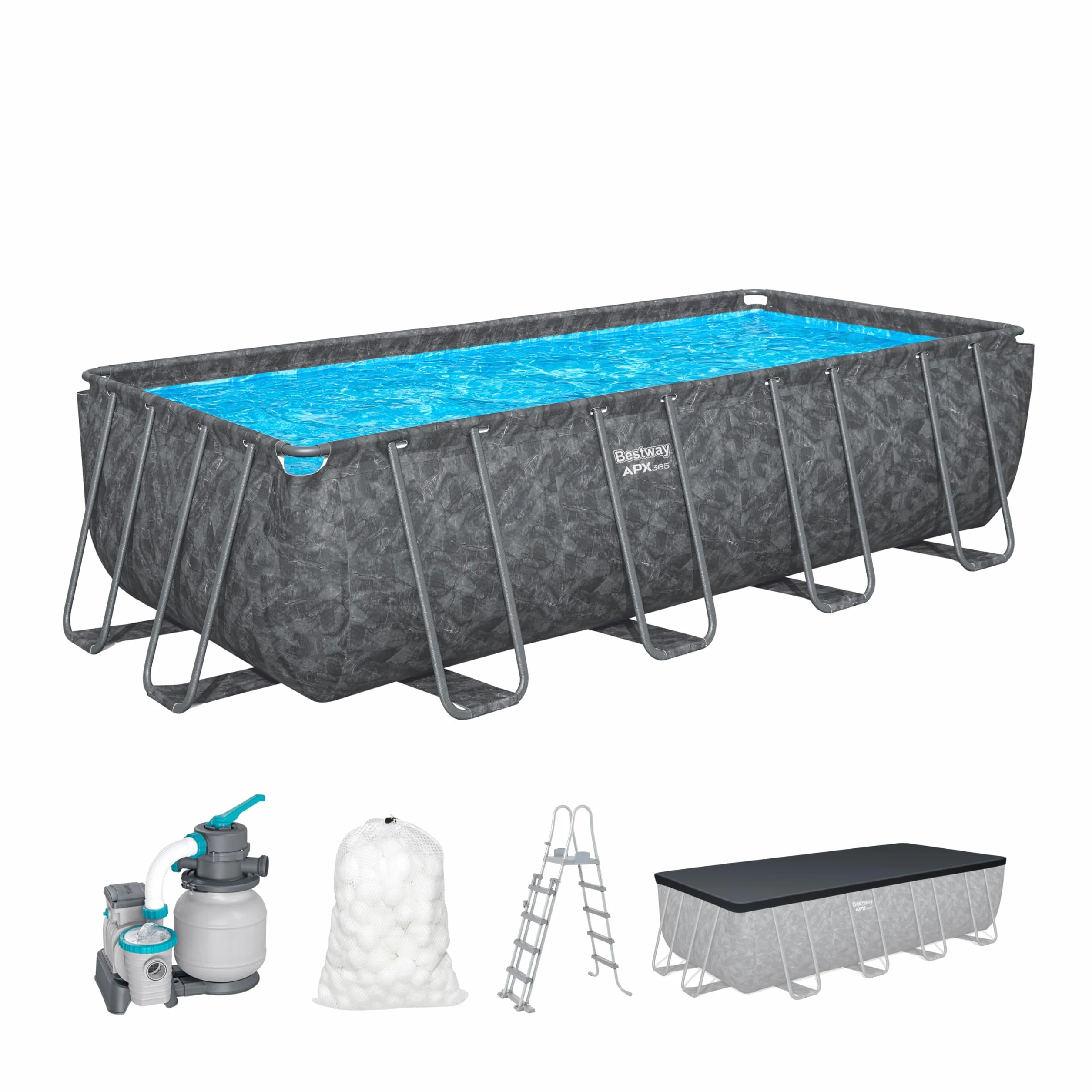 Bestway Kit Piscine Hors Sol Rectangulaire APX 365-549 cm x 274 cm x 132 cm Gris foncé