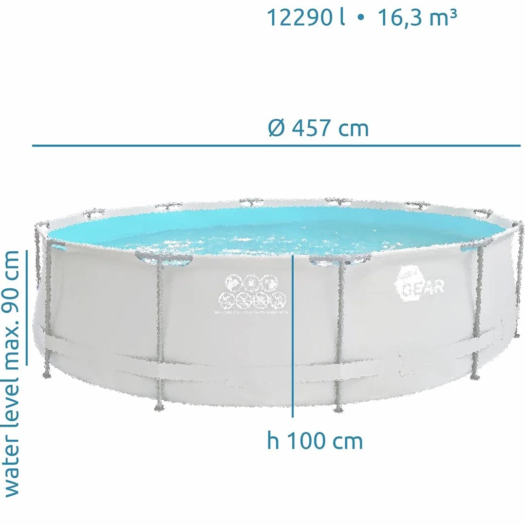 yourGEAR Piscine familiale acier renforcé Ø 457 x 100 cm Gris