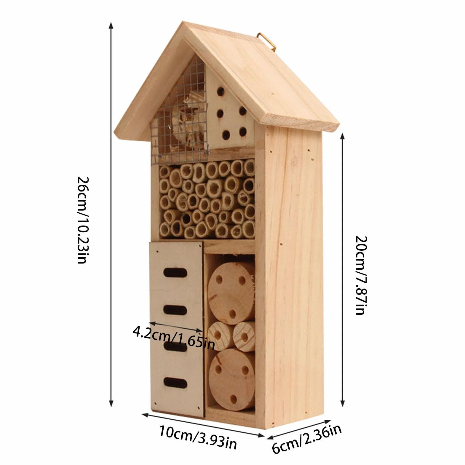 Pekoluta Maison d'insectes en Bois Hôtel pour Papillons Abeilles Coccinelles Habitat Suspendu Extérieur