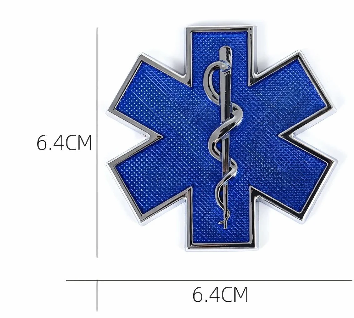 Lot de 2 autocollants en forme d'étoile de vie pour voiture, 6,3 x 6,3 cm, EMT Étoile de la vie, ambulance, ambulance en métal, autocollants décoratifs pour voiture, moto