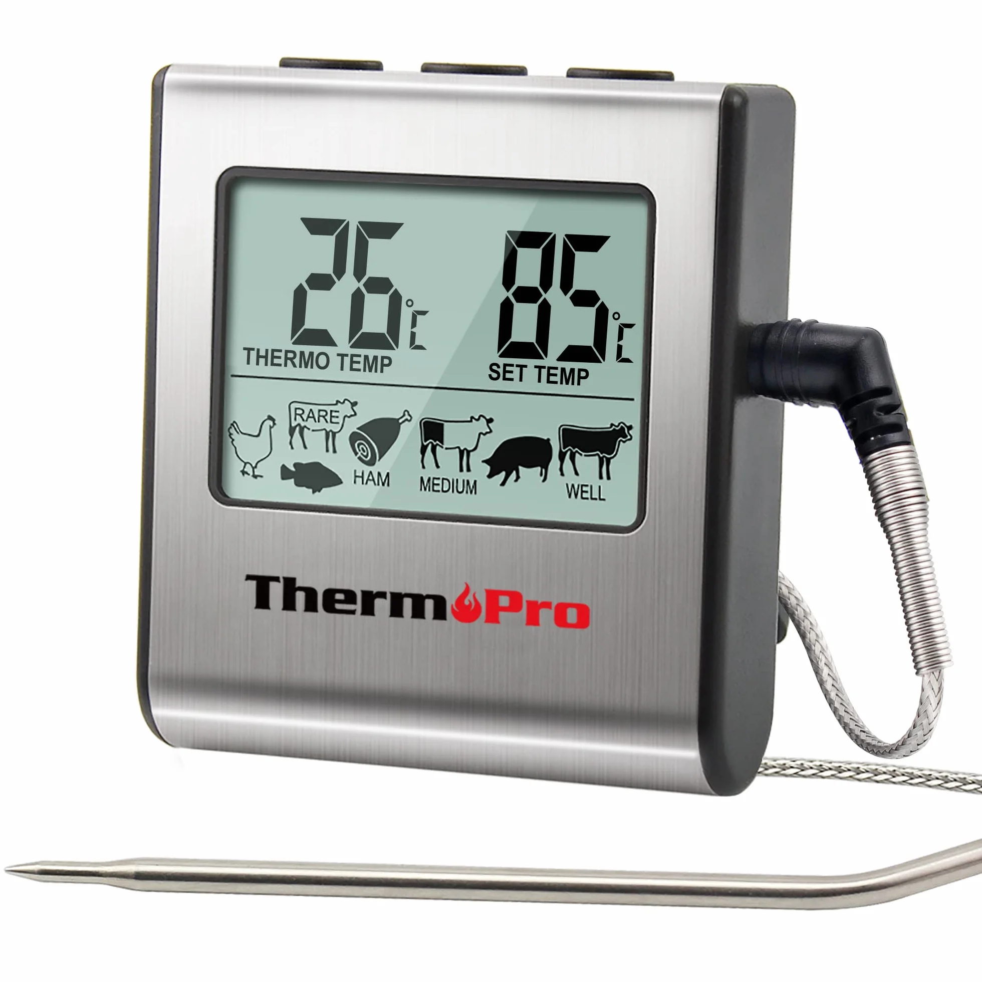 ThermoPro TP16 Thermomètre Cuisine Numérique avec Sonde de Température Acier Inoxydable