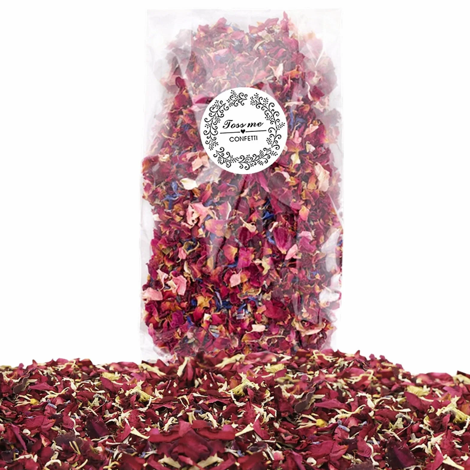 Confettis de Pétales de Mariage Naturels, 1 Litre Fleurs Séchées de Rose, Décoration