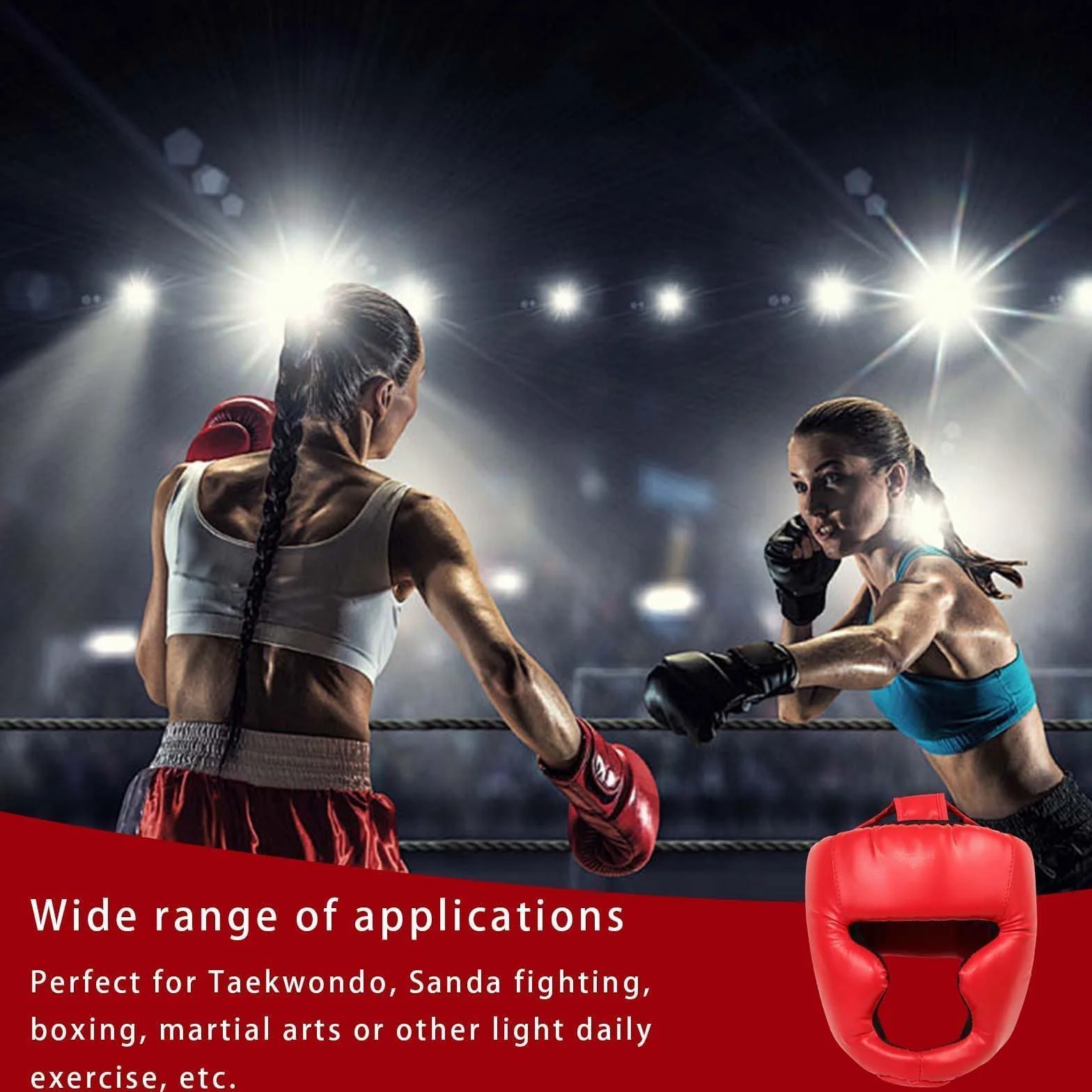 Casque de boxe pour sparring, protection tête kickboxing karaté rouge