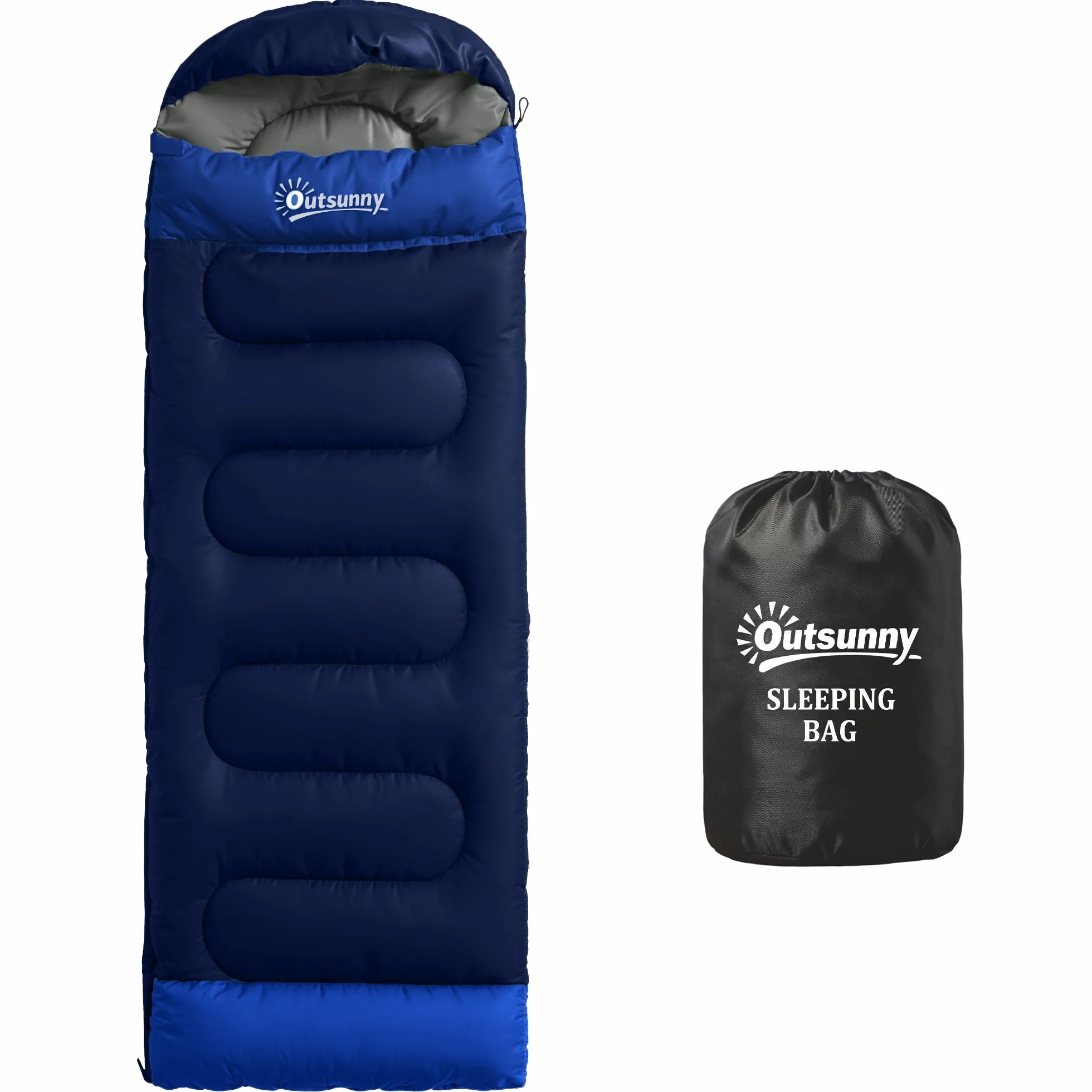 Outsunny Sac de Couchage Adulte Coton Creux 300 g/m² pour Camping Randonnée