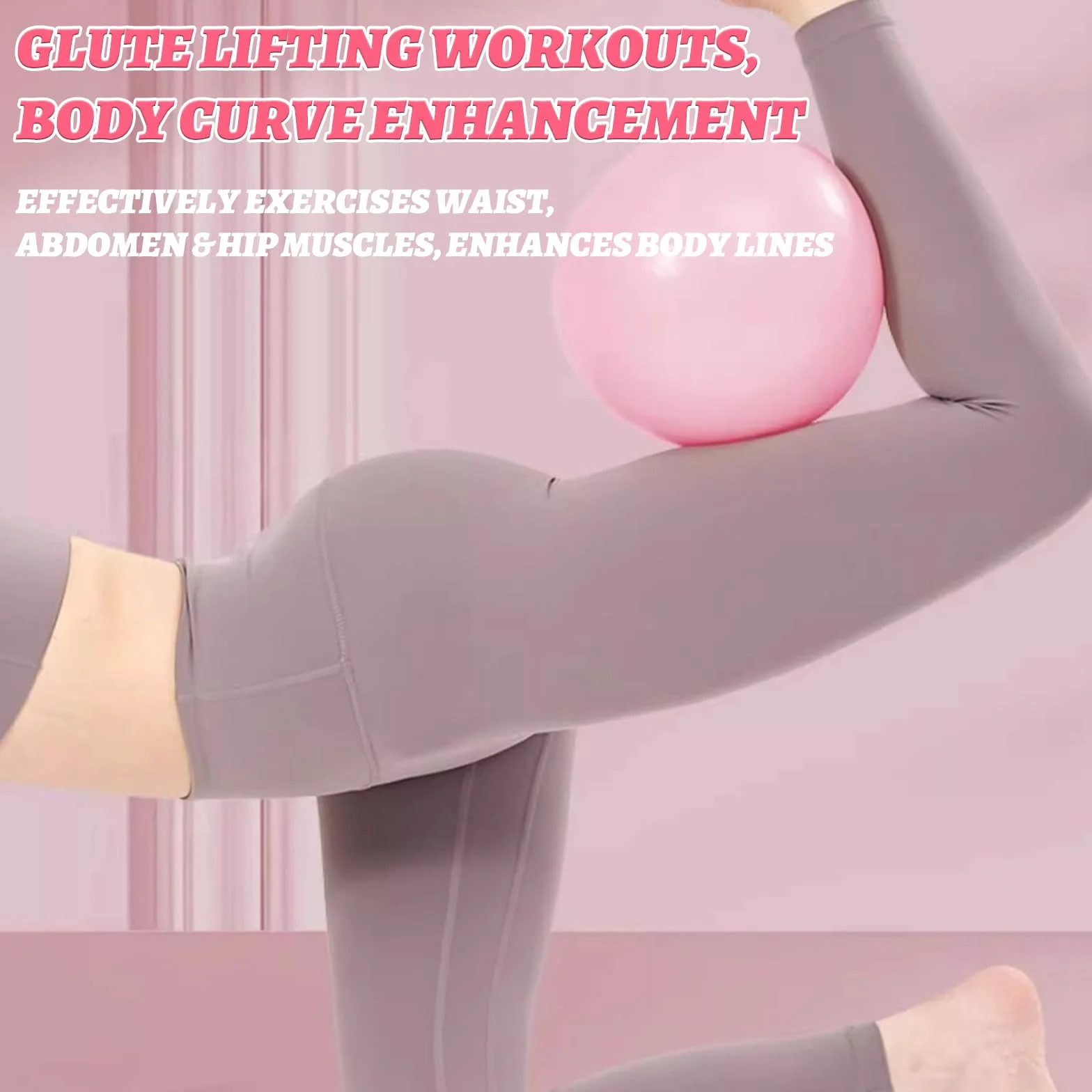 6 Pièces Kit Pilates Maison Accessoire Pilates Femme Kit: Yoga Ball, Resistance Bands, Pilate Ring, Yoga Band pour l'Entraînement à Domicile et en Studio (Rose)
