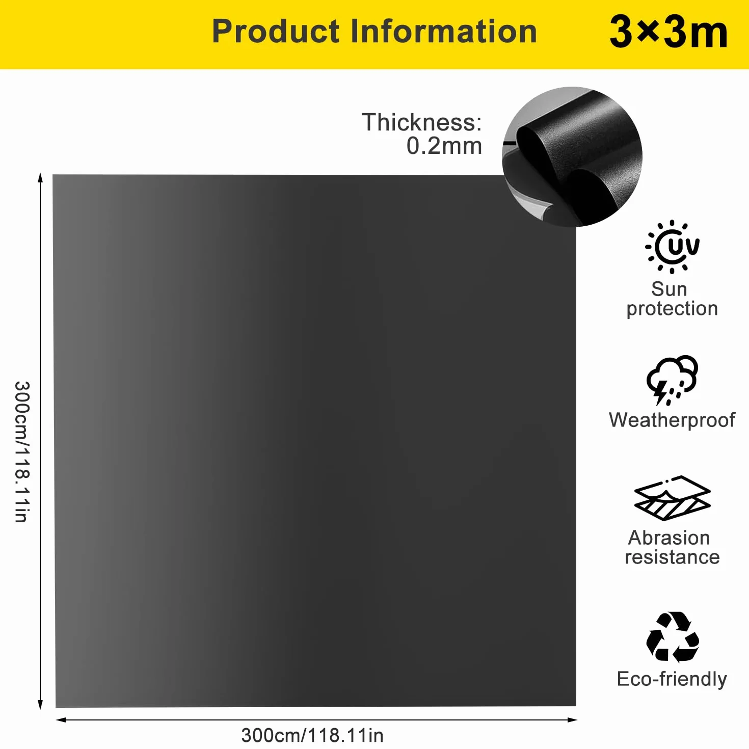 Bache Bassin Exterieur 0.2mm Epaisseur Liner Bassin 3x3m