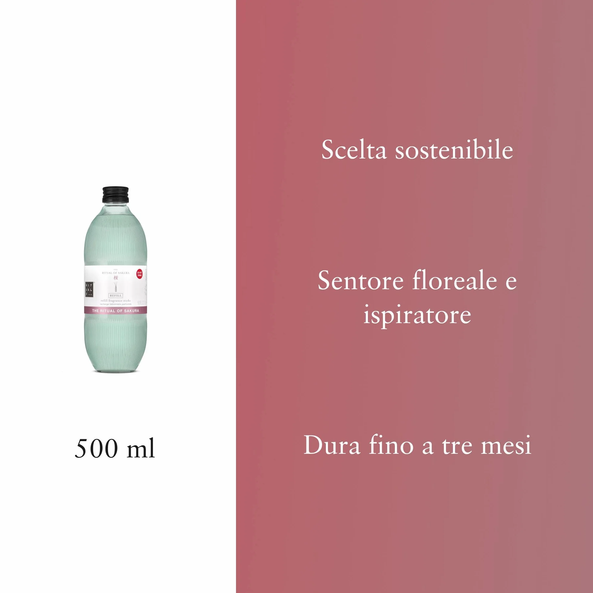 Rituals Diffuseur de Parfum Recharge Sakura 2x250 ML Bâtons parfumés Fleur de Cerisier Lait de Riz