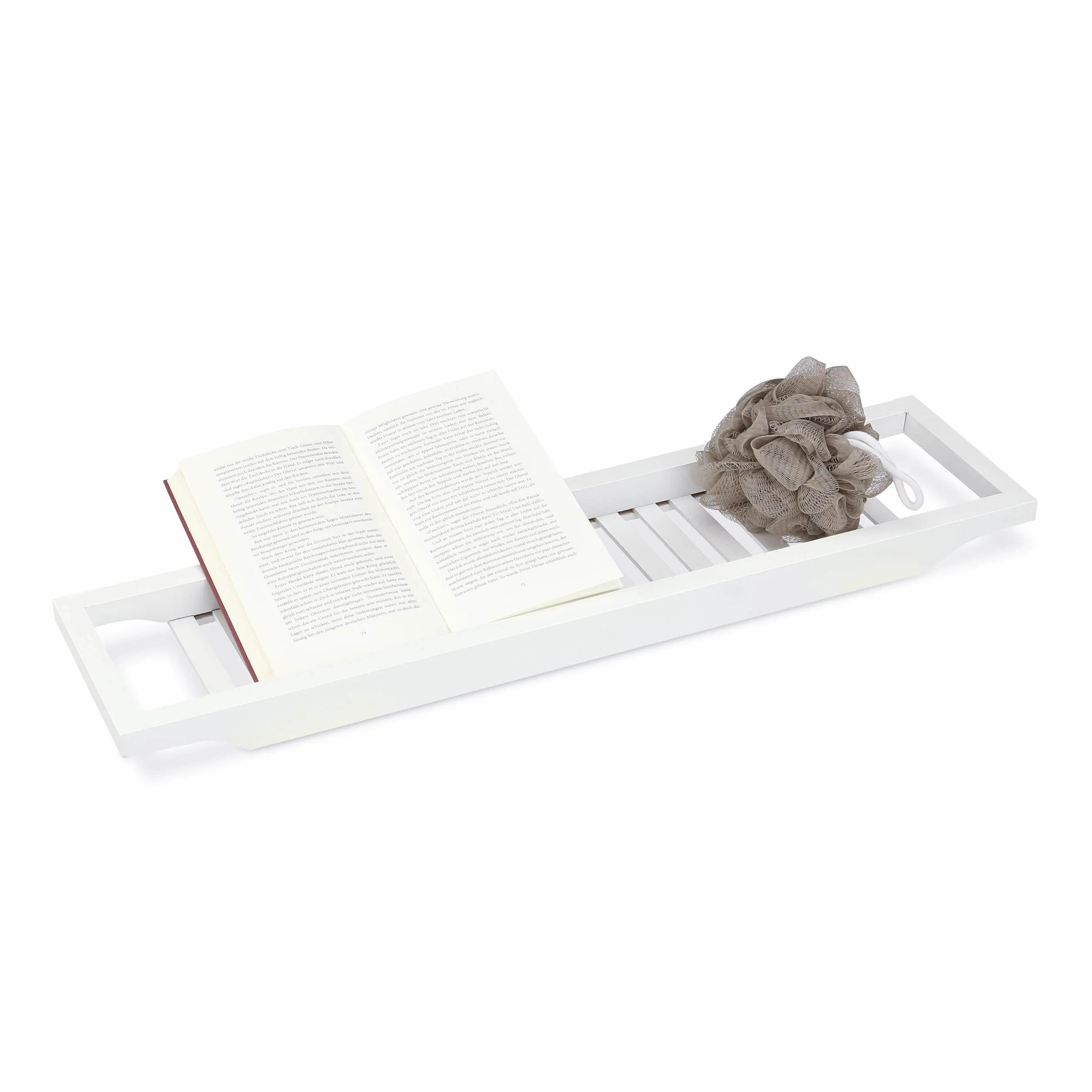 Relaxdays Pont de baignoire tablette en bambou blanc laqué 67.8 x 16.6 x 5.4 cm