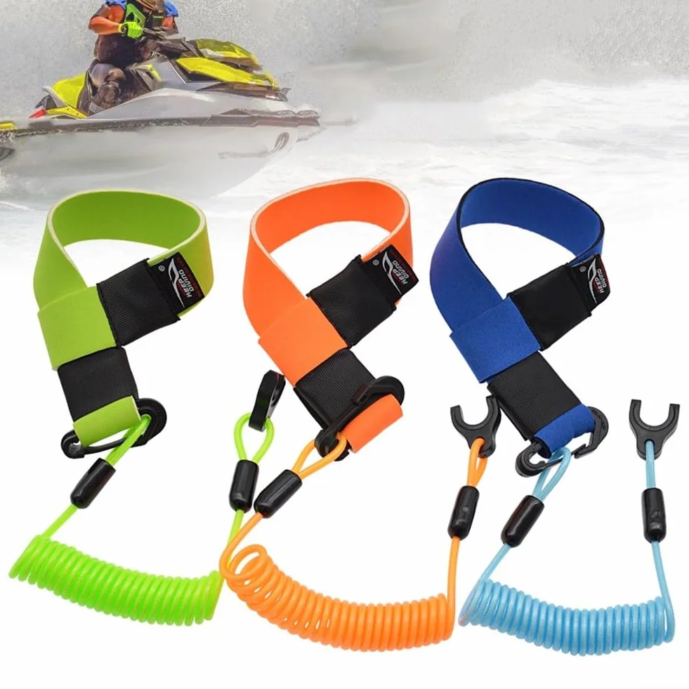 Lanière de sécurité fiable avec sangle réglable en néoprène pour jet ski Yamaha Vert B