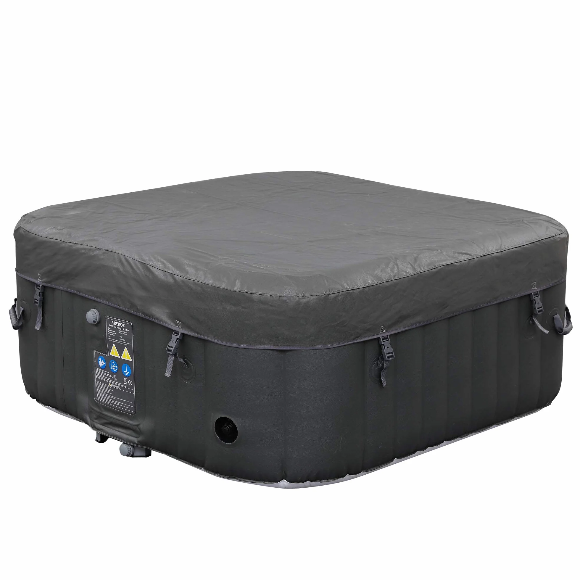 Arebos Spa Gonflable 4 Personnes 154x154cm 100 Jets Massage 600 litres Chauffage