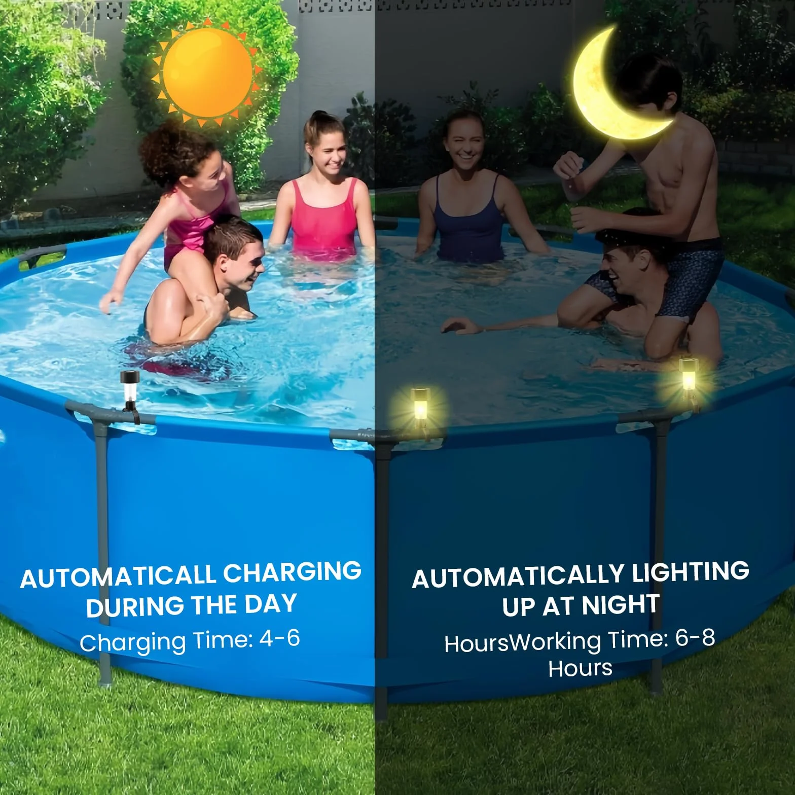 BORDEAG Lot de 10 Lampes Solaires Étanches de Piscine, Éclairage pour Clôture et Bassin