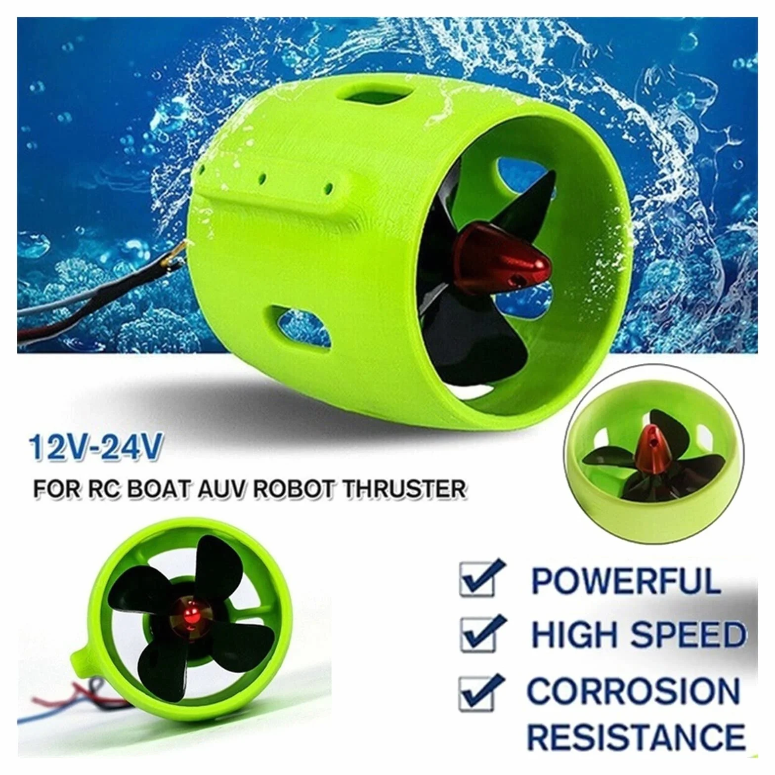 Trottinette sous-Marine, Trottinette Marine, 12-24V DIY Modèle Navire Hélice Sous-Marine Moteur d'entraînement Thruster Sous-Marine pour Bateau RC pour Piscine, Plongée et Plongée en apnée