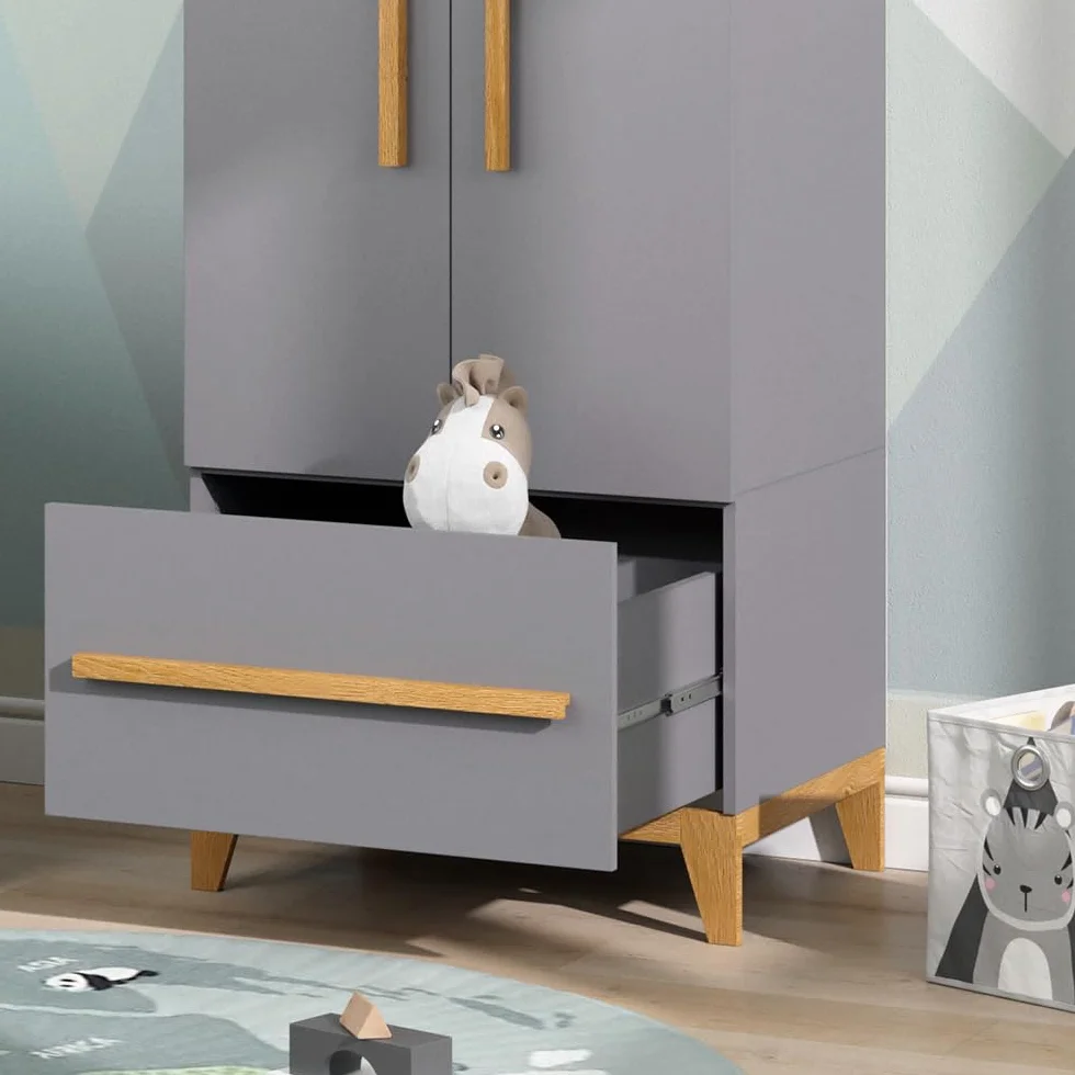 VitaliSpa Armoire pour Enfants Malia Gris 70x186.8cm Rangement Vêtements