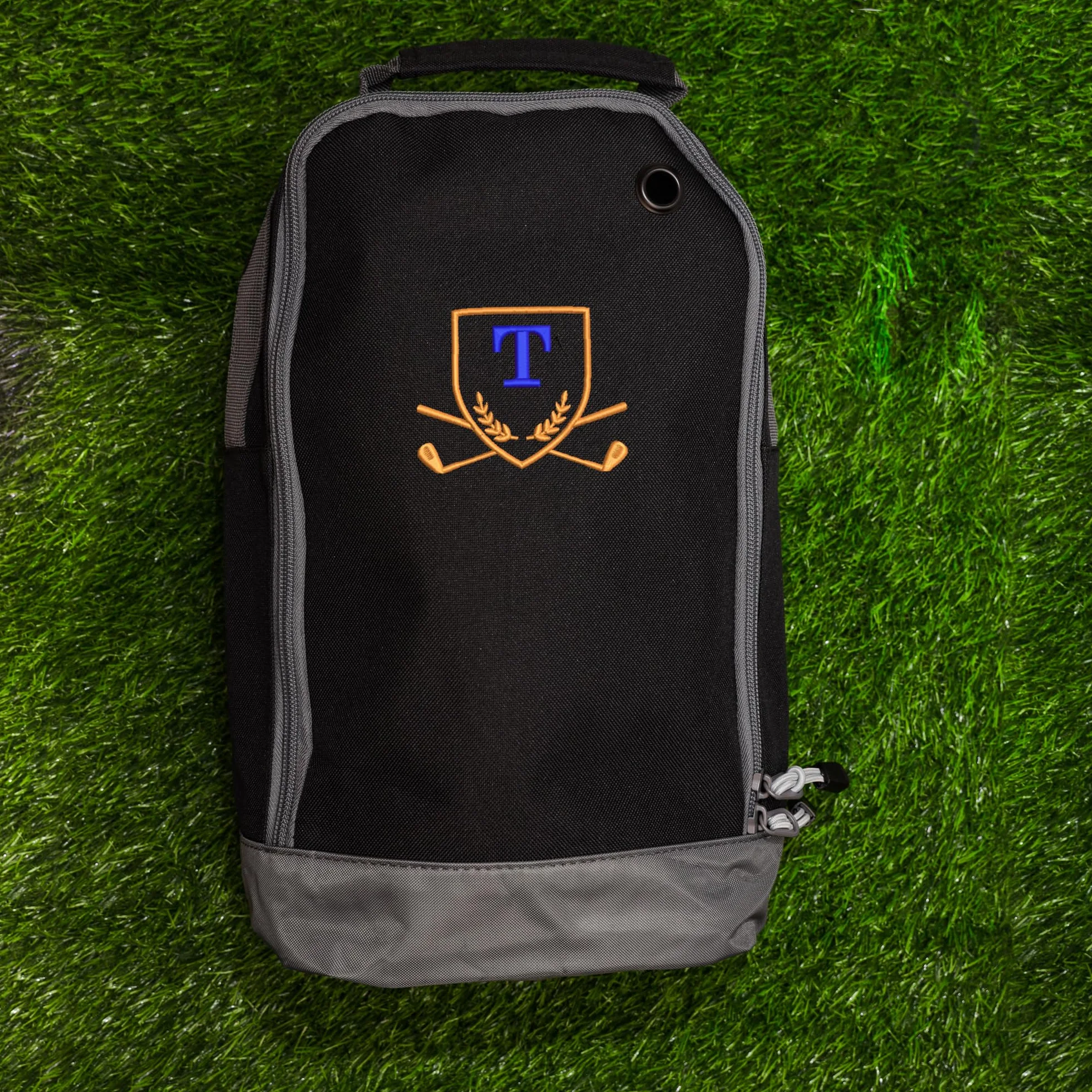 Sac à chaussures de golf brodé monogrammé Noir 35x19x12cm