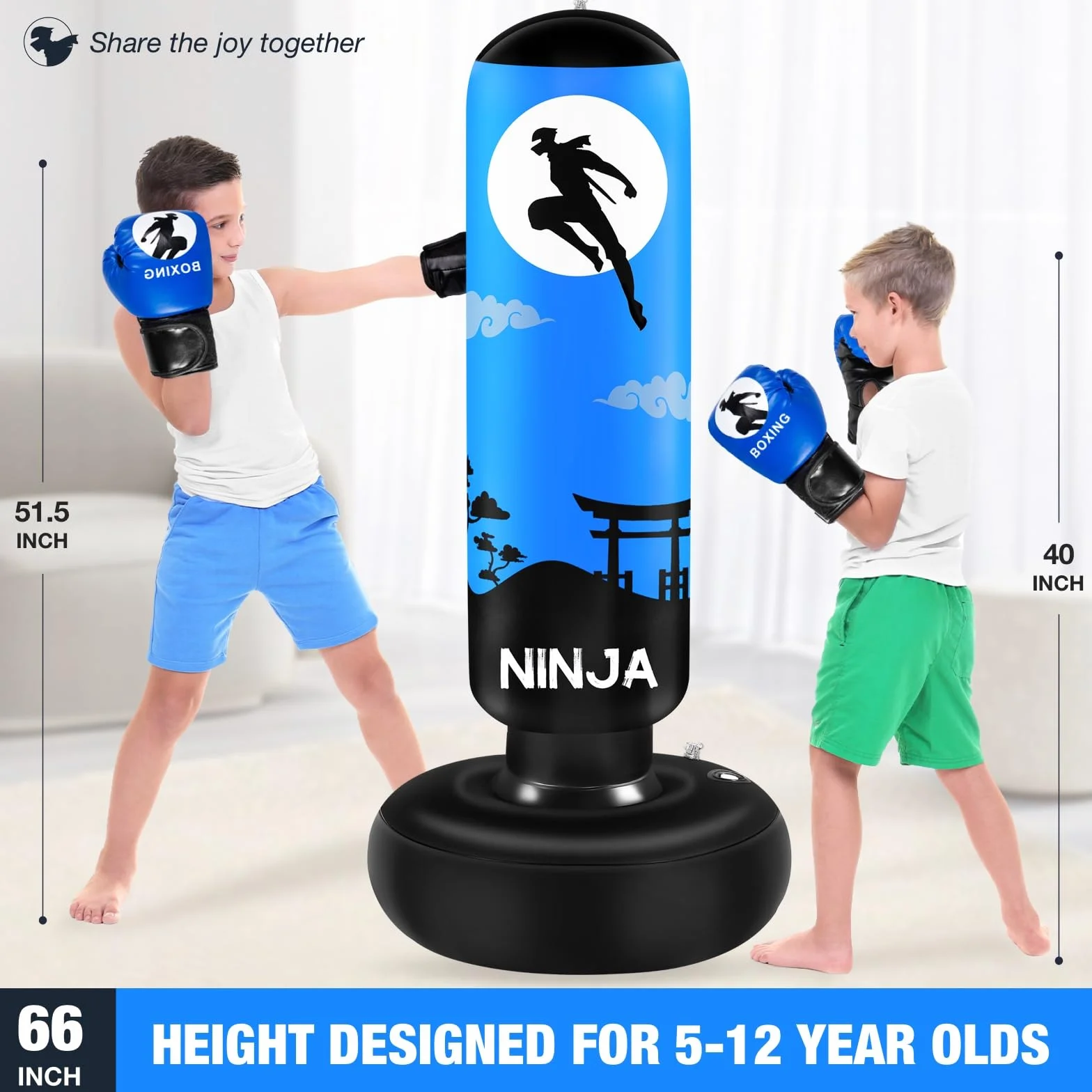 Punching Ball avec Gants de Boxe et Pompe, Sac de Boxe Enfant 168 cm - Idéal pour Karaté, Taekwondo, Cadeau Parfait pour Garçons & Filles de 5 à 12 Ans