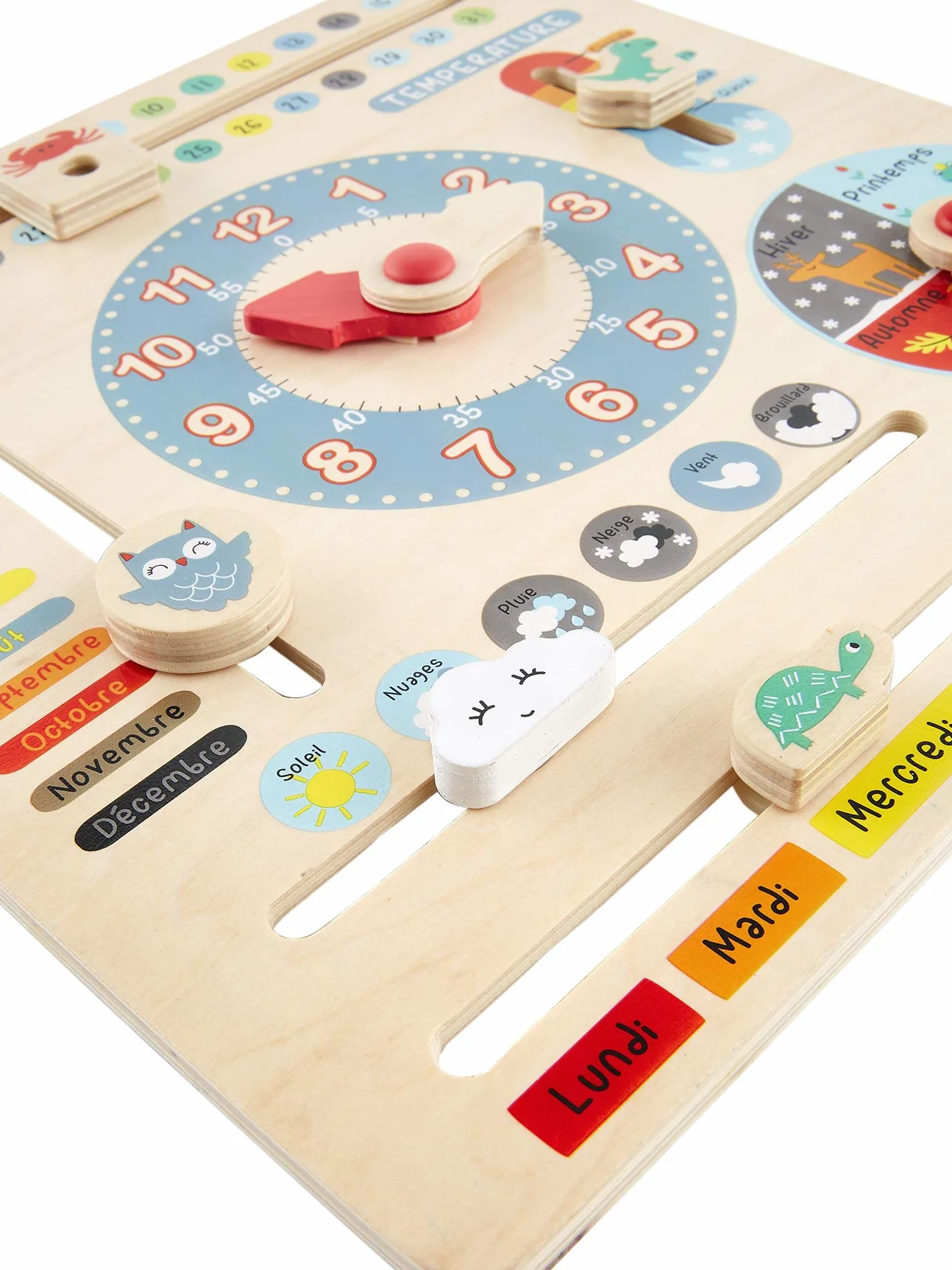 VERTBAUDET Horloge Calendrier en Bois Multicolore
