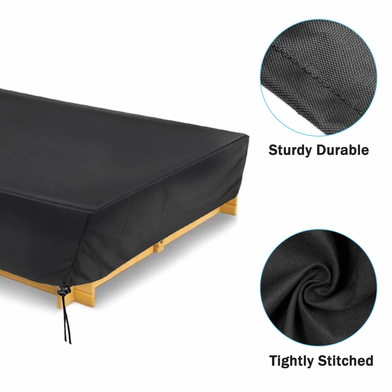 Herbst Bâche bac à Sable Anti-poussière étanche Cordon de Serrage Tissu Oxford Noir 200cm