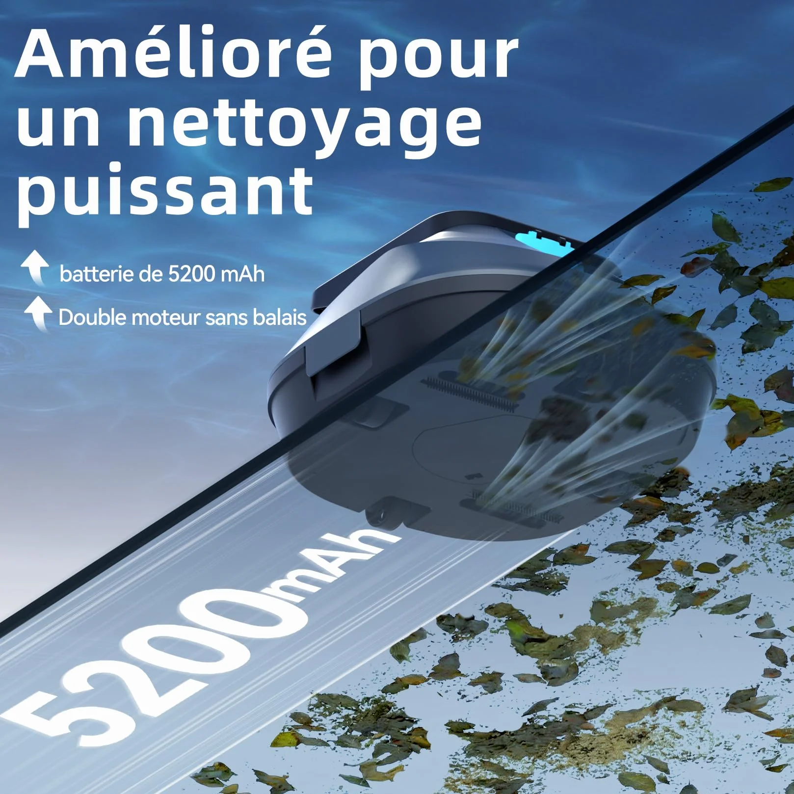 Pondee X2 Robot Piscine sans Fil 200 Min Autonomie Aspirateur Piscine Hors Sol 120 m²