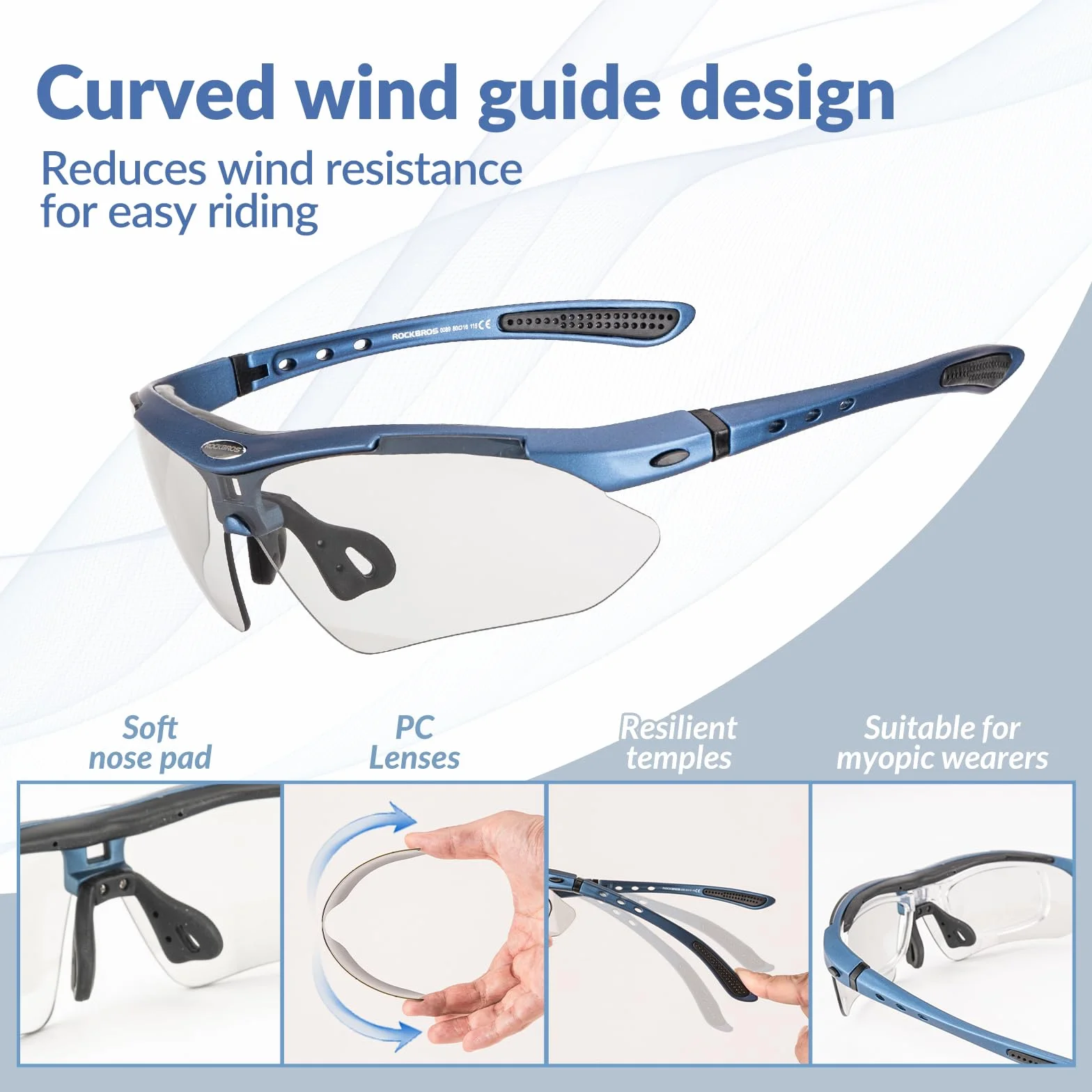 ROCKBROS Lunettes de Cyclisme Photochromiqeus pour Hommes Femmes, Lunettes VTT de Soleil UV400 Protection, Lunettes de Sports Ultra-légère pour Vélo Coure Pêche Conduite Escalade