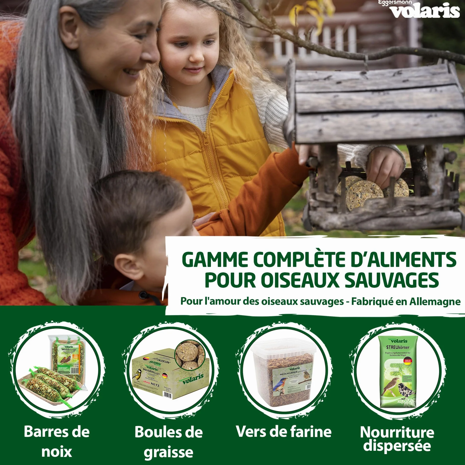 Eggersmann Volaris Lot de 100 boules de graisse sans filet 9 kg Nourriture pour oiseaux sauvages