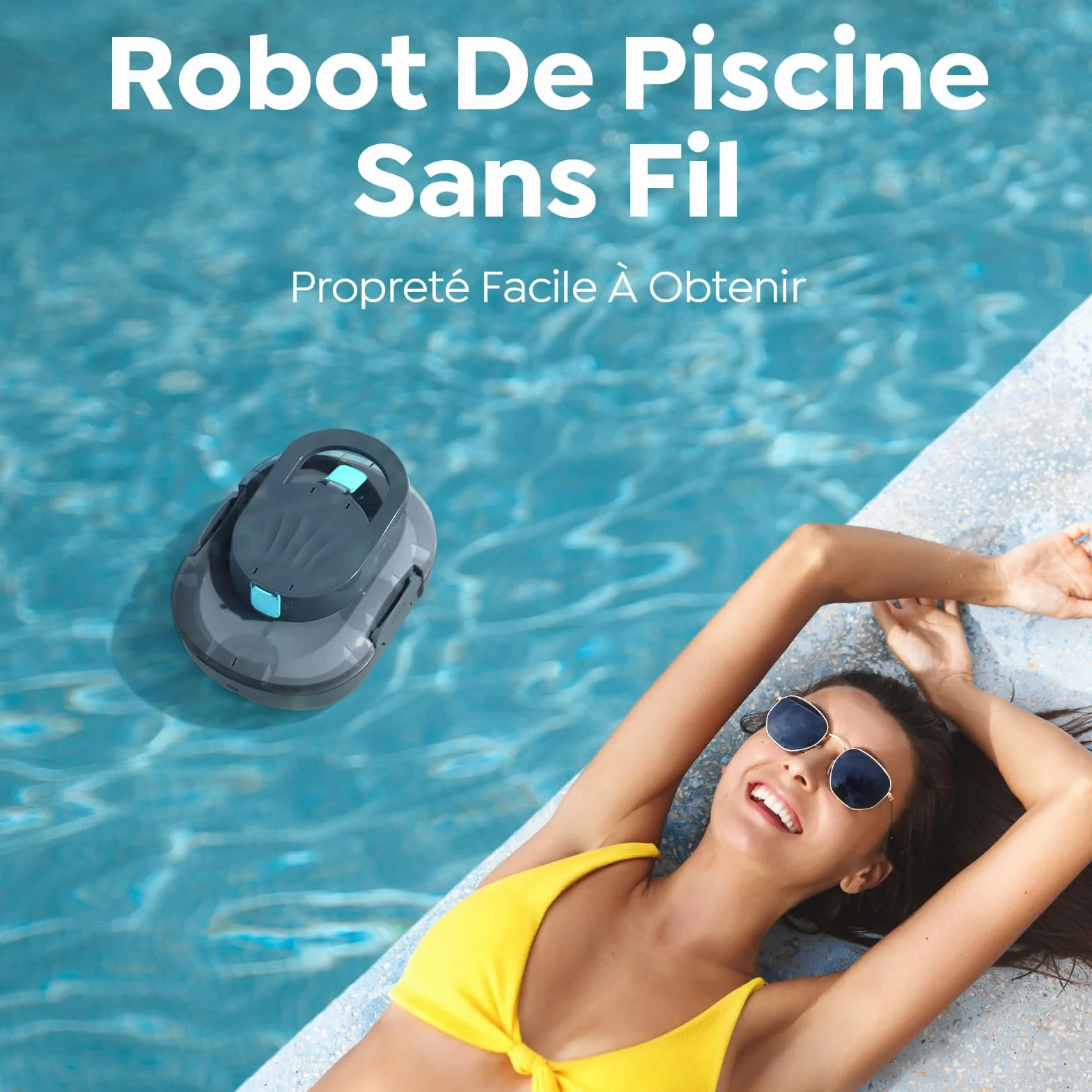 Robot Piscine S1PRO 2026 Autonomie 120 Min Piscines Hors Sol 100m² Aspirateur Double Moteur Gris