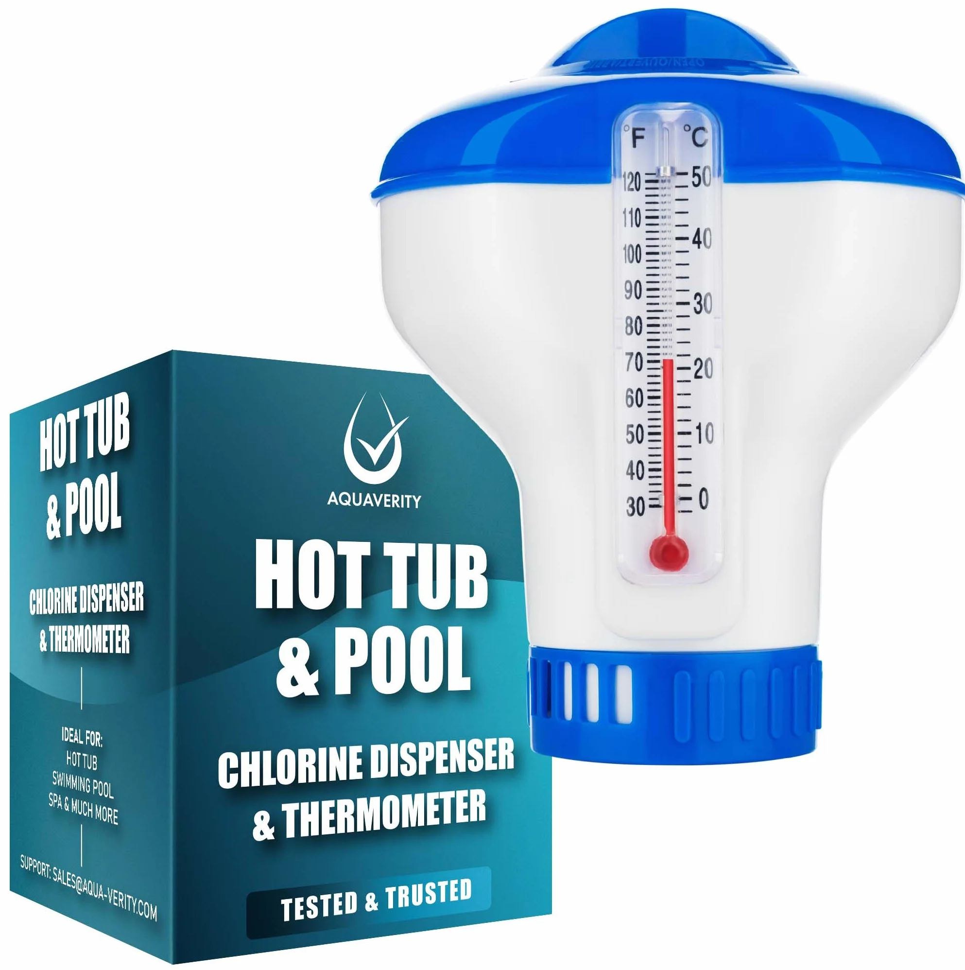 Distributeur de Chlore Flottant avec Thermomètre Intégré pour Piscine et Spas – Contrôle du Débit Réglable