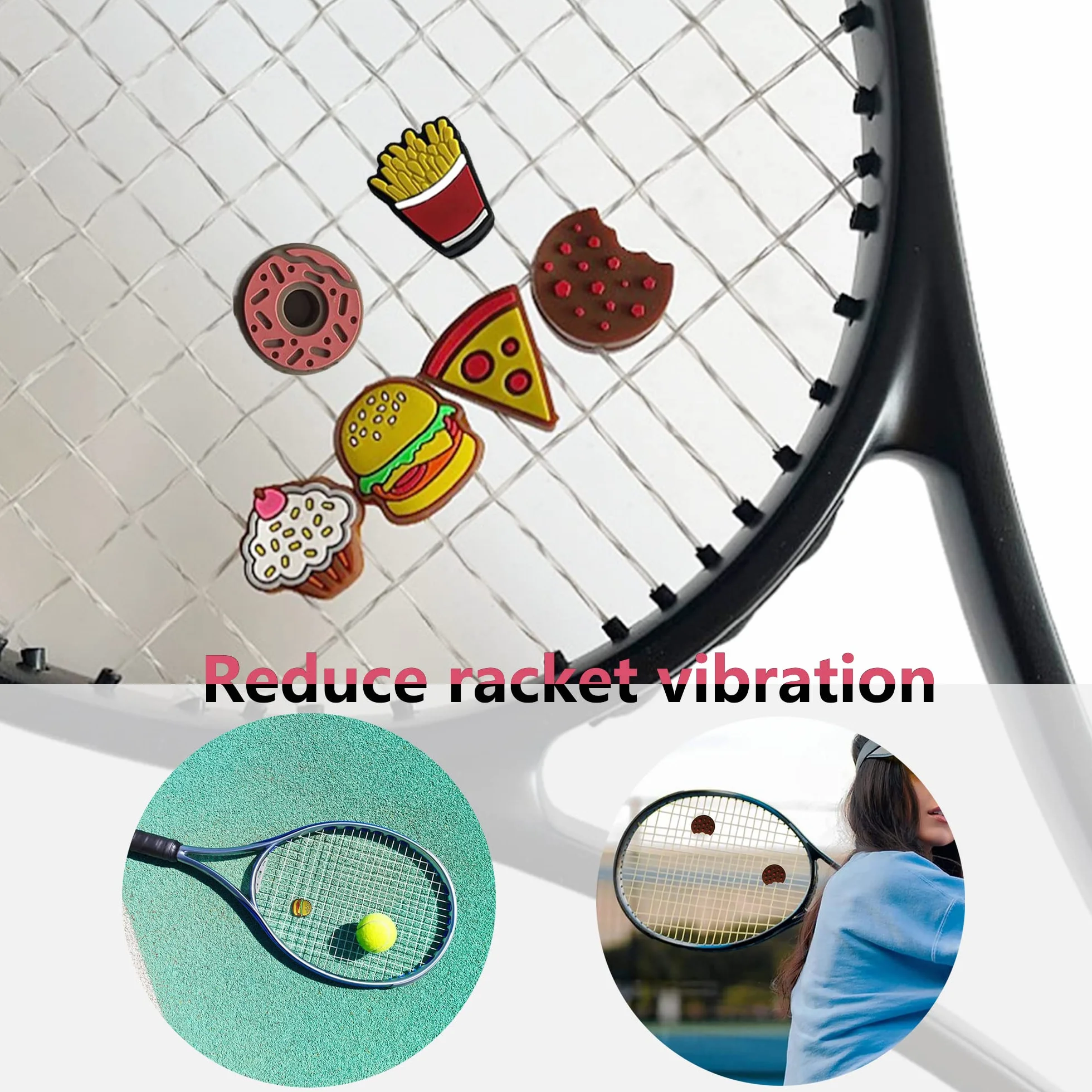 Amortisseurs Tennis Silicone Anti Vibration Raquette Hamburger Frites Pizza