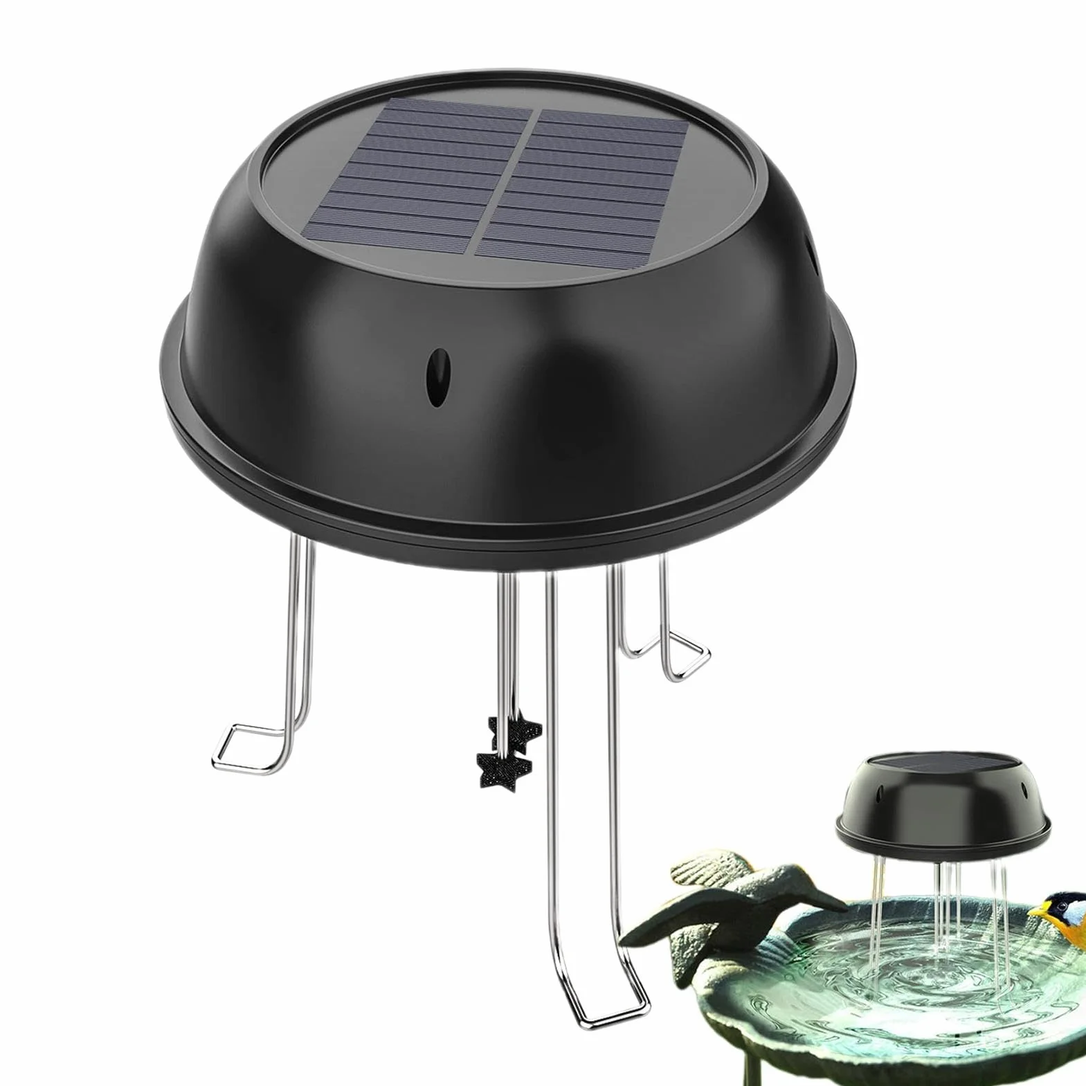 Solar Water Wiggler Solar Powered Bird Bath Water Mixer with Bracket for Garden