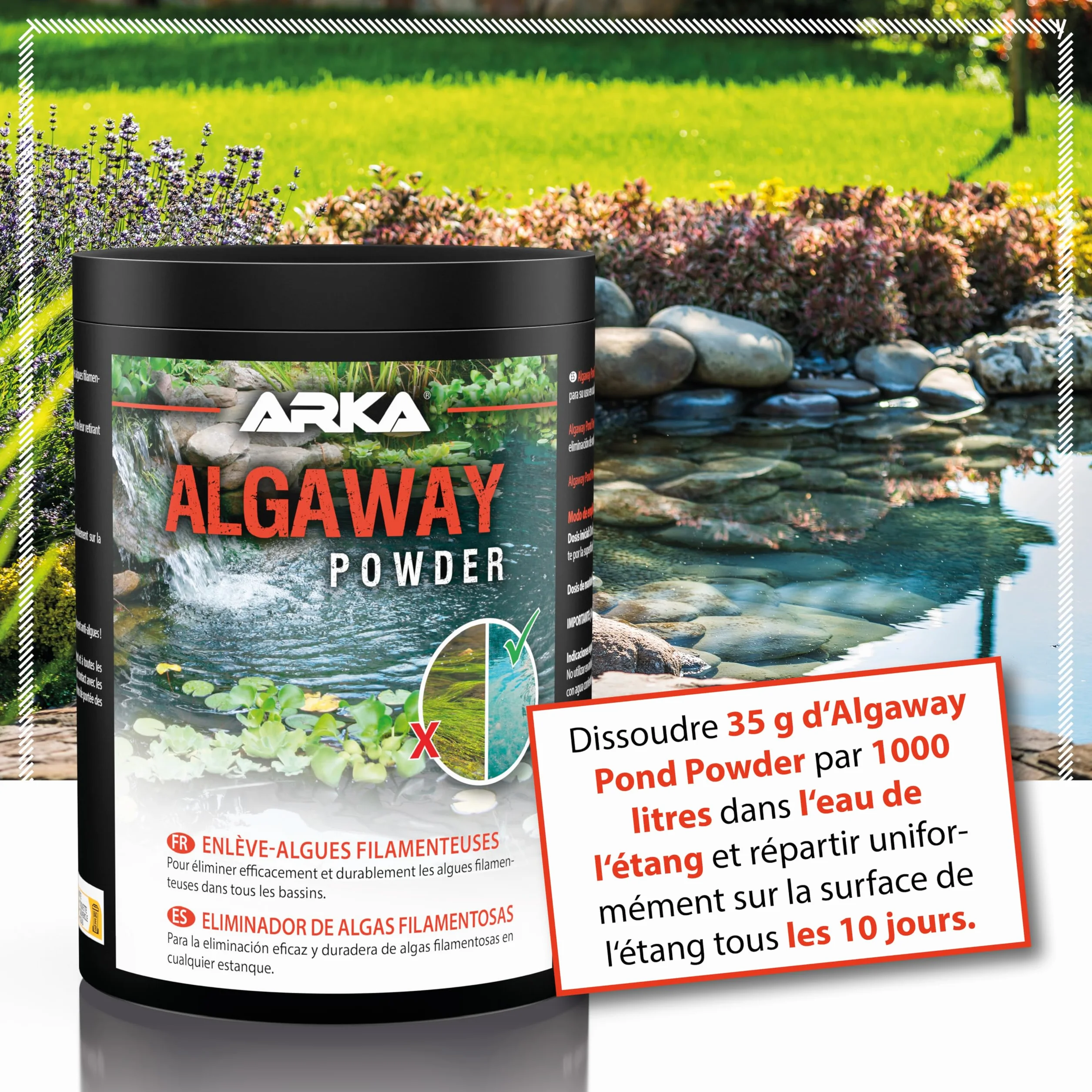 ARKA Pond Algaway Powder éliminateur d'algues - élimine rapidement et efficacement les algues dans n'importe quel étang